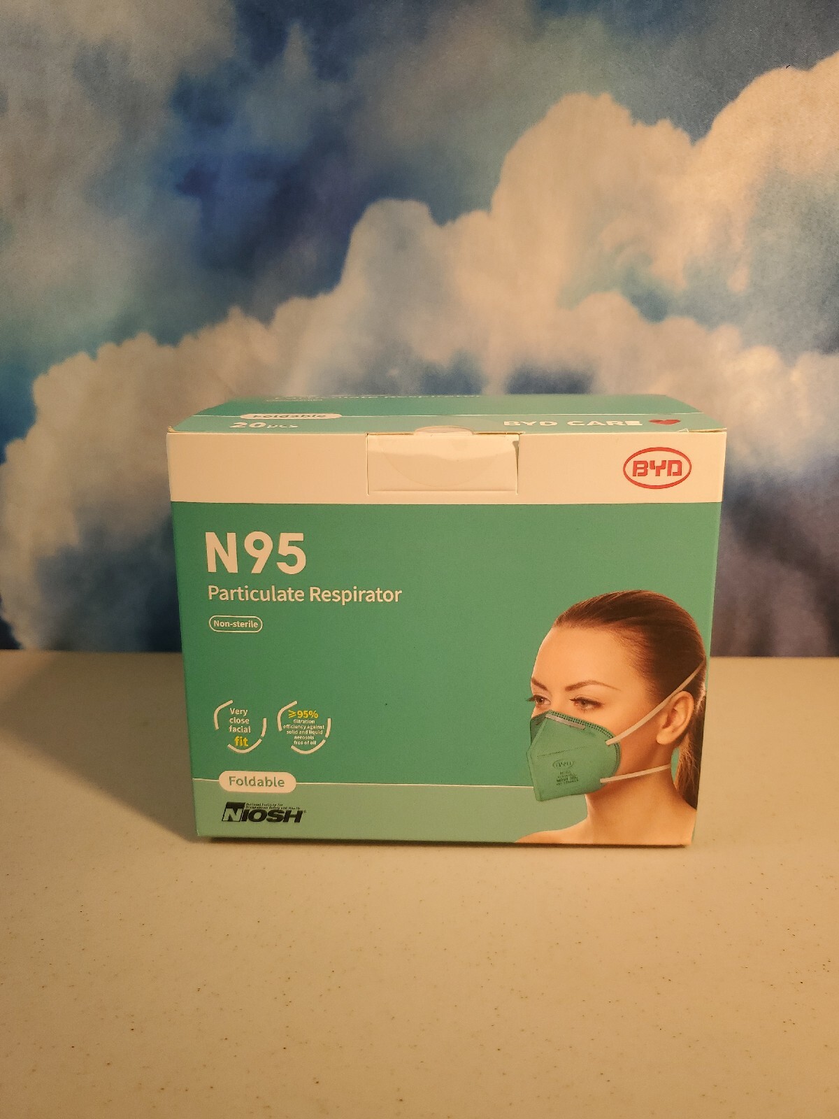 N95 BYD Care Particulate Respirator (20 masks) NIOSH approved ✅