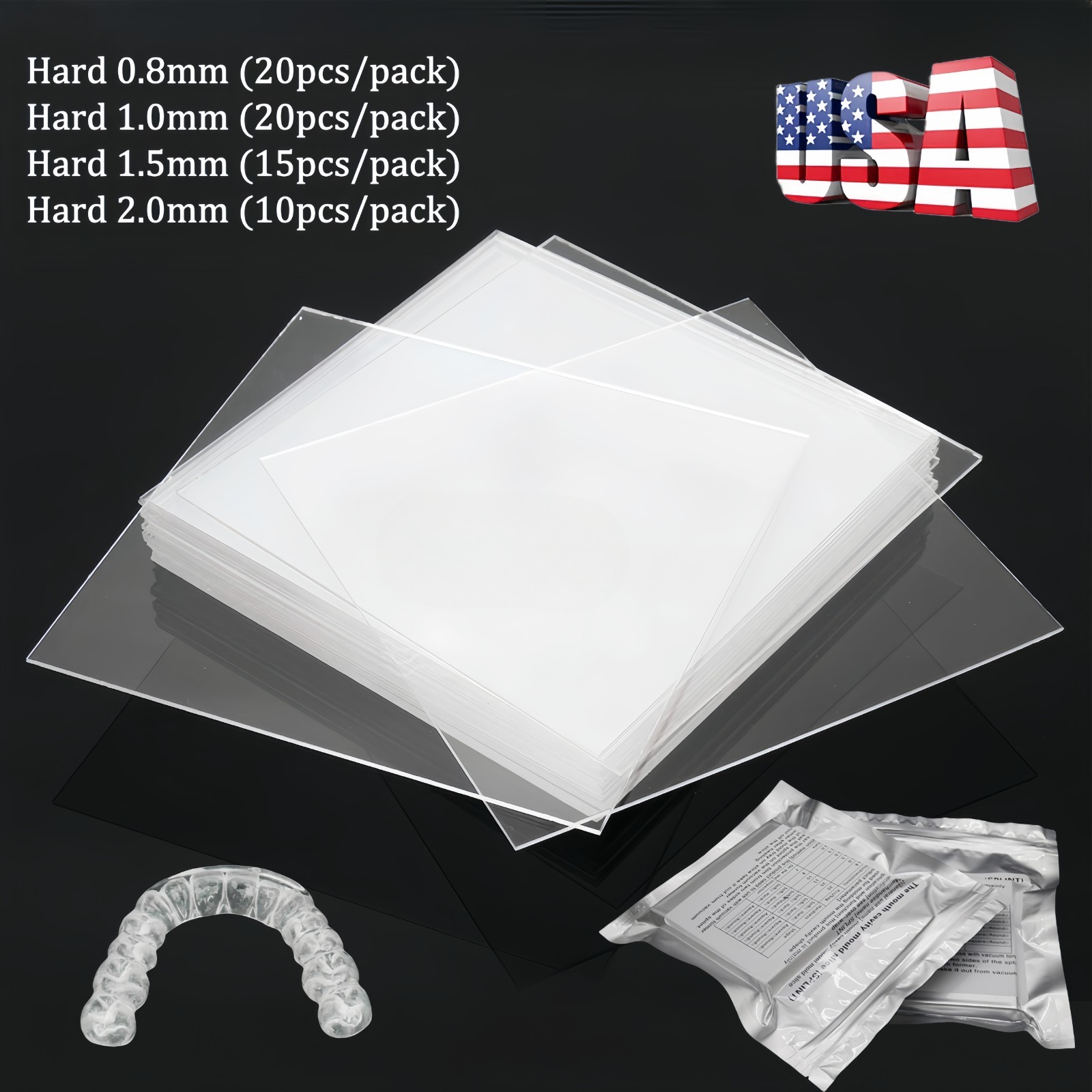 Dental Ortho Splint Retainer Vacuum Forming Sheet Hard Thermoforming 0.8mm-1.0mm
