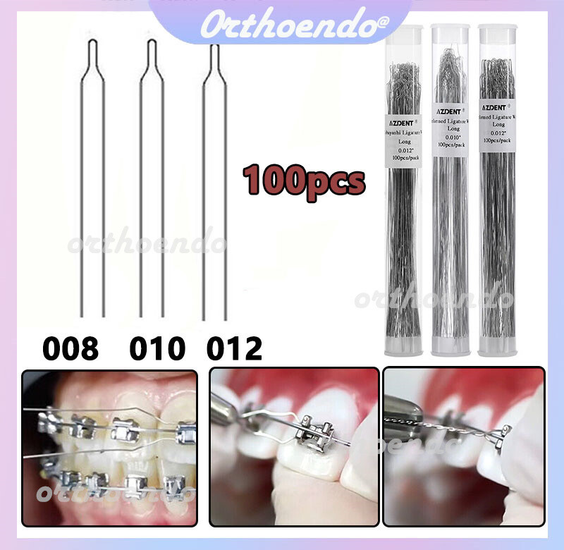 Orthodontic Preformed Wire Dental Bracket Archwires Metal Ligature Tie Long 15cm