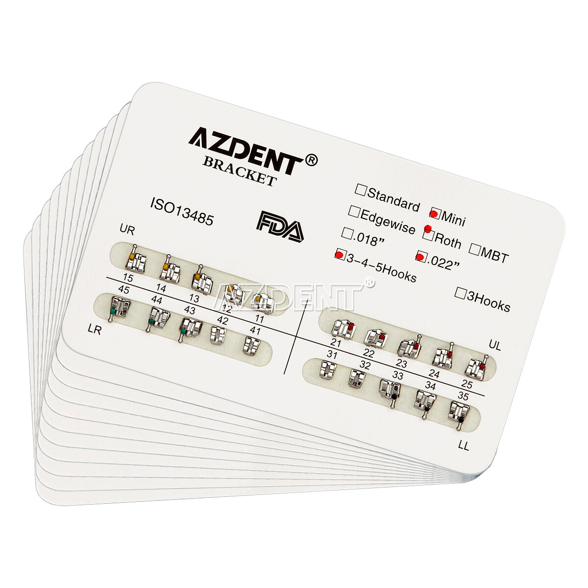 USA AZDENT Dental Orthodontic Brackets Braces Mini Roth Slot 018/022 Hooks 3/345