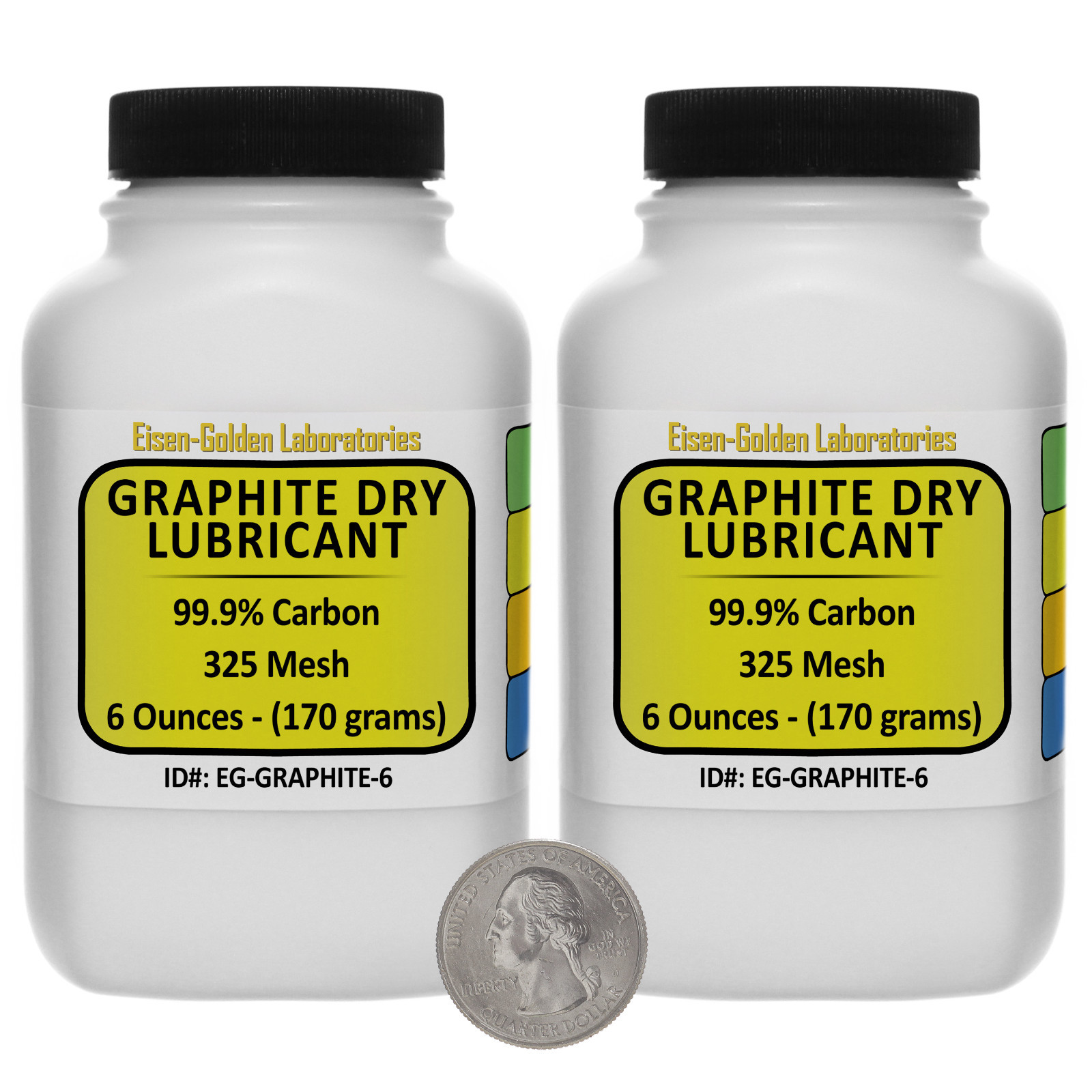 Graphite Dry Lube [C] 99.9% ACS Grade Powder 12 Oz in Two Easy-Pour Bottles USA