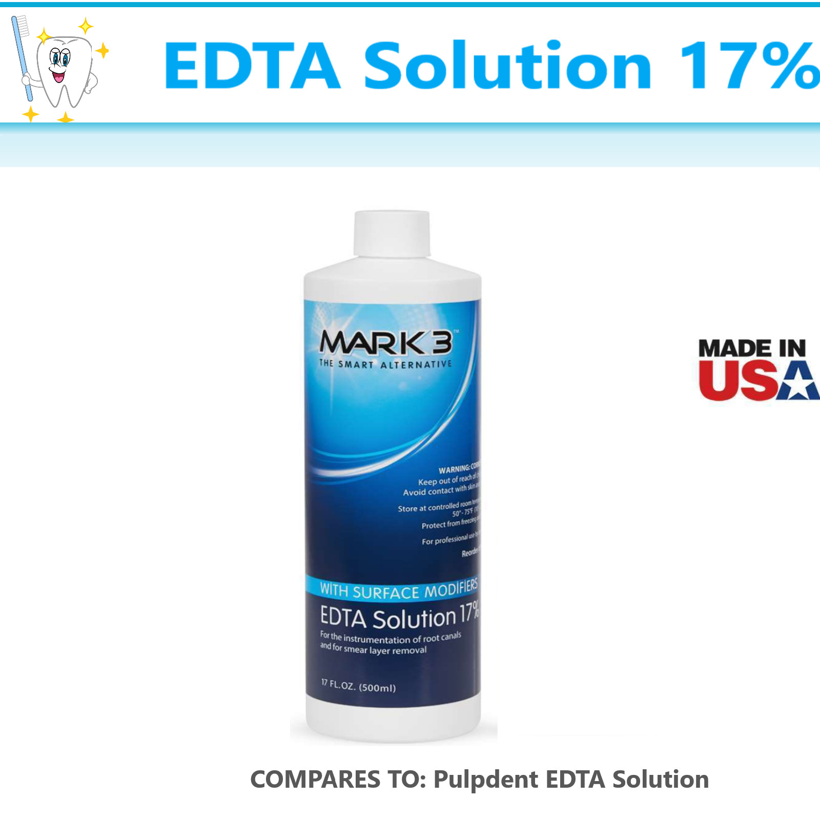 Mark 3 Surface Modifiers EDTA Solution 17% Dental Use for Root Canal – 500ml 3/1