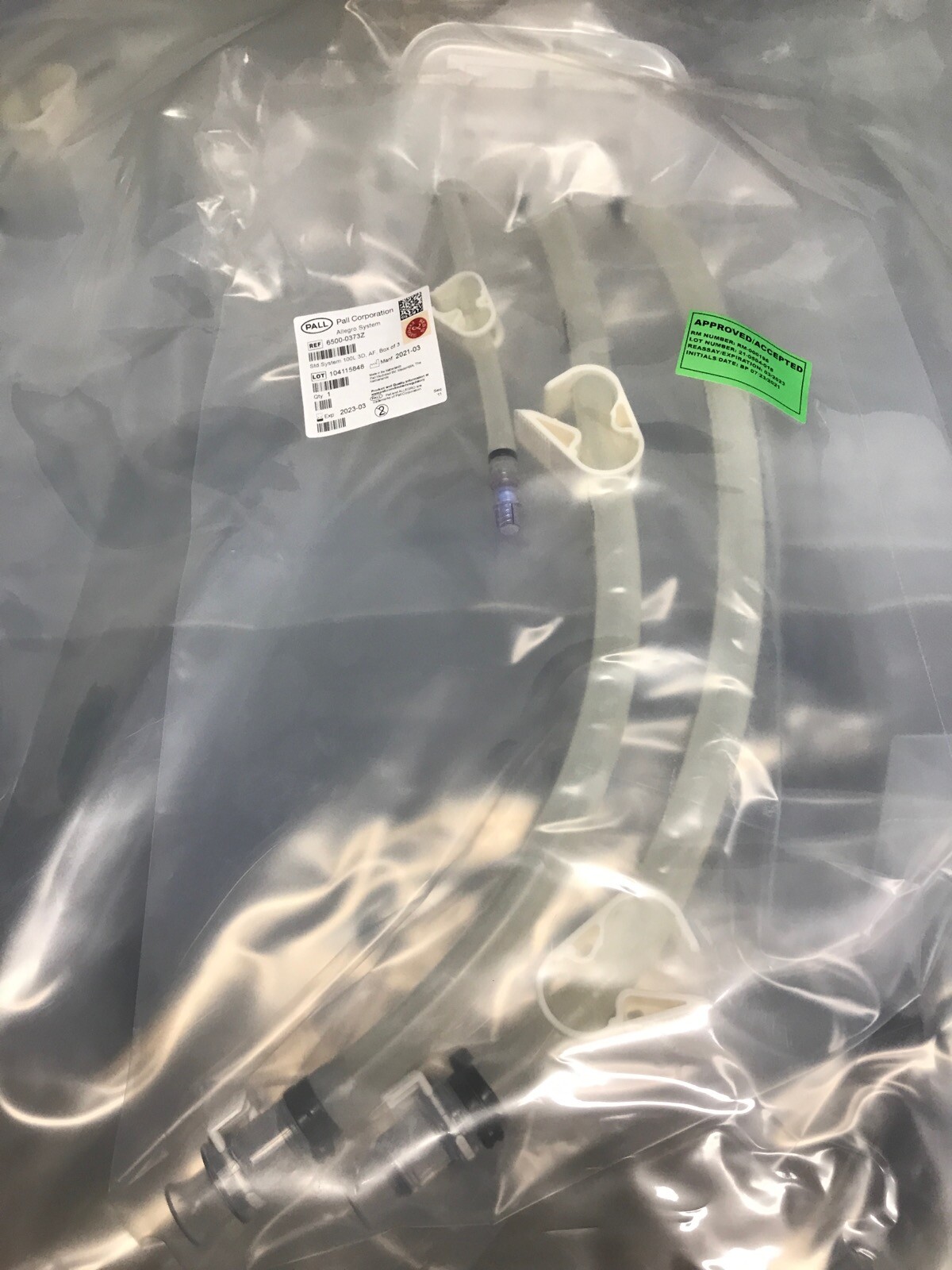 PALL Allegro 3D 100L Standard System AF Biocontainer w/ TPE Tubing 6500-0373Z