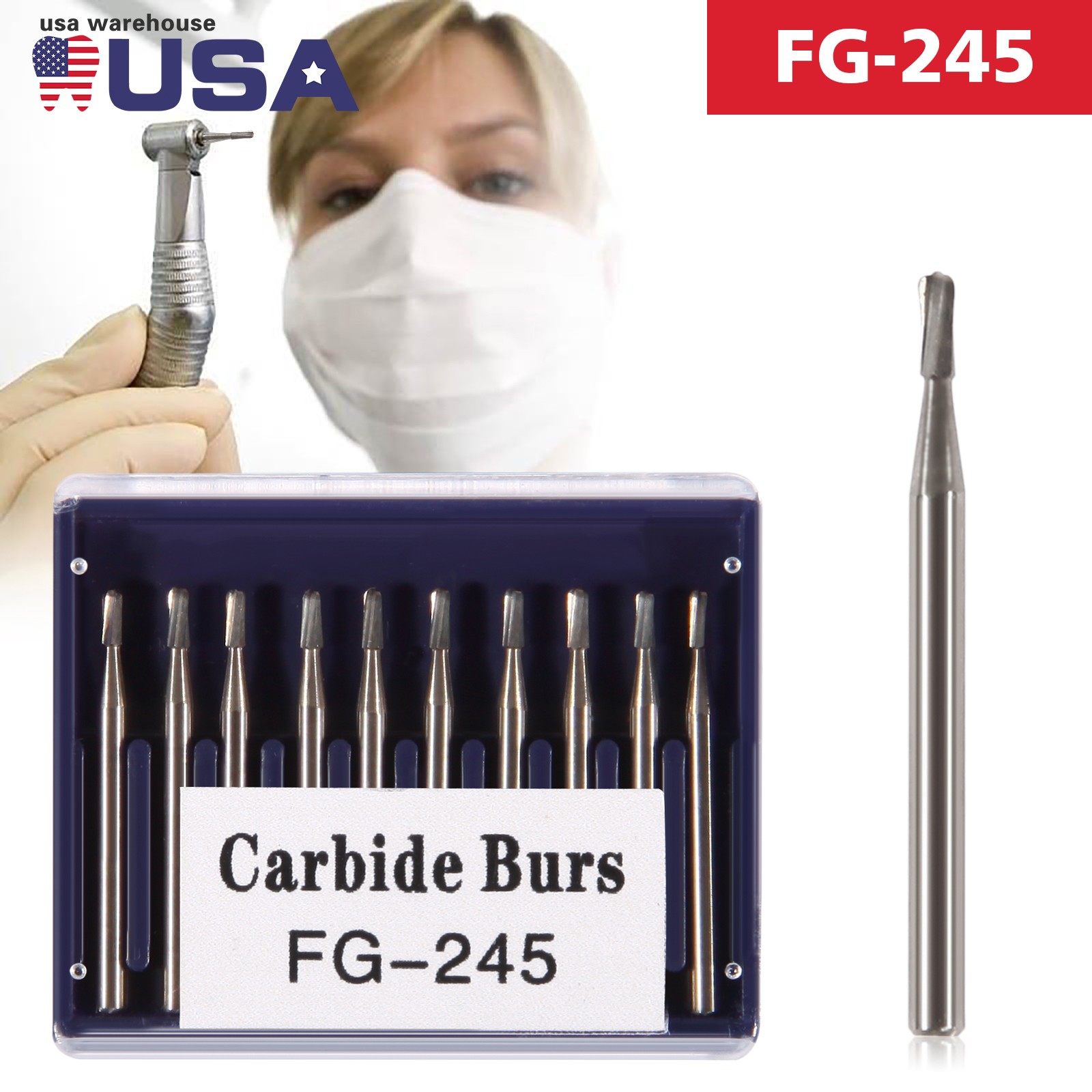 Dental surgical Tungsten Carbide Burs FG-245/557 Friction Grip High speed Drills