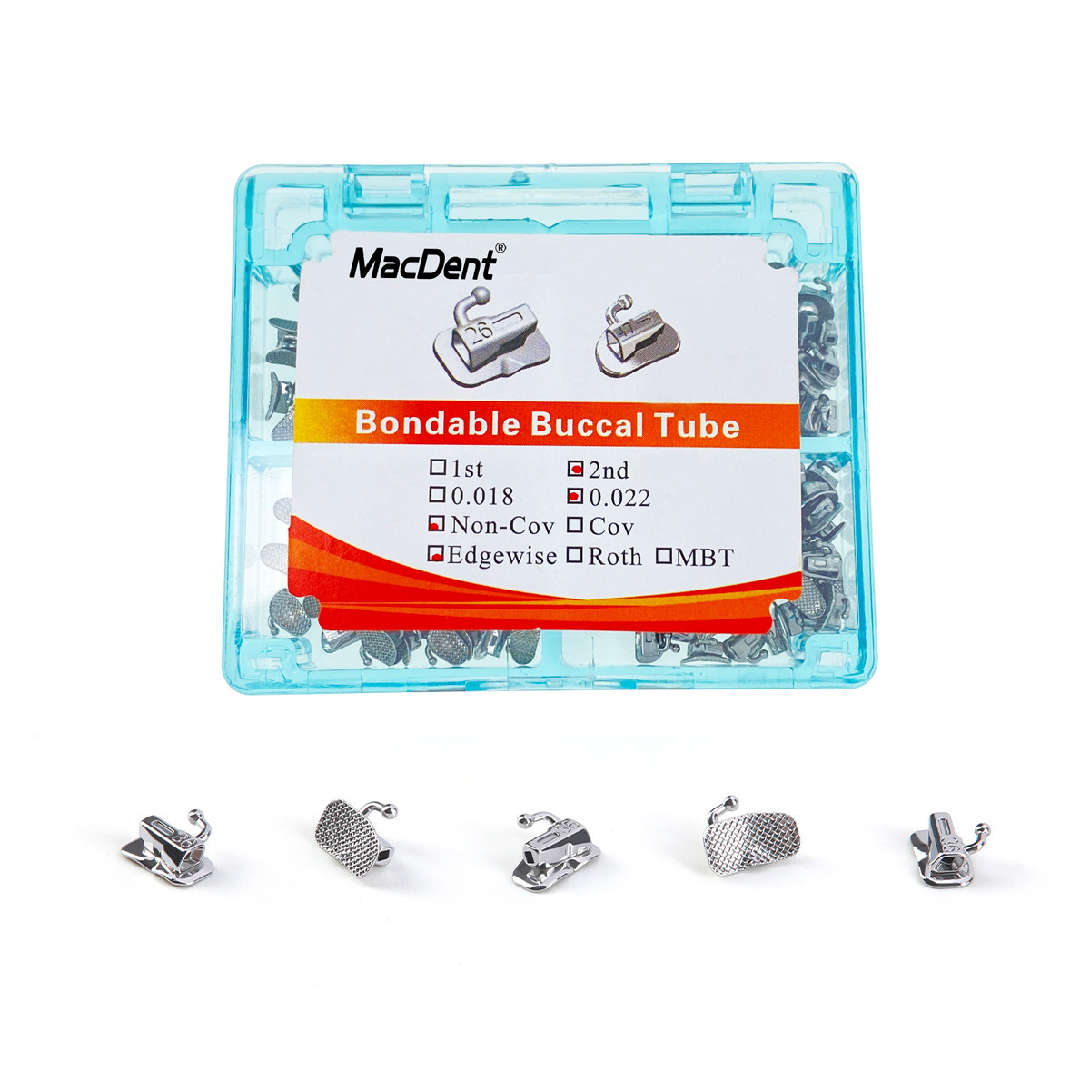 MacDent Dental Orthodontic Buccal Tubes 1st 2nd Molar Tube Roth MBT 022 Bondable