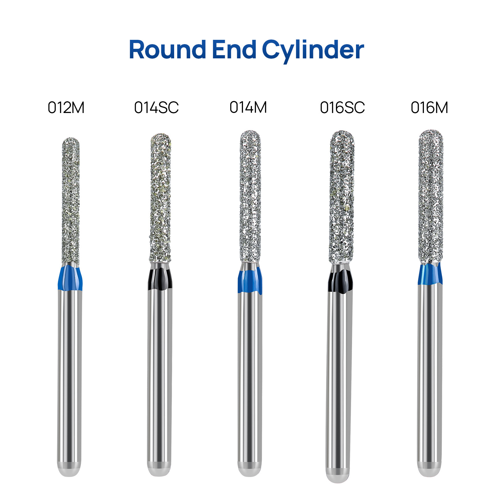 JMU Round End Cylinder Diamond Burs for High Speed HP Medium Grit Super Coarse