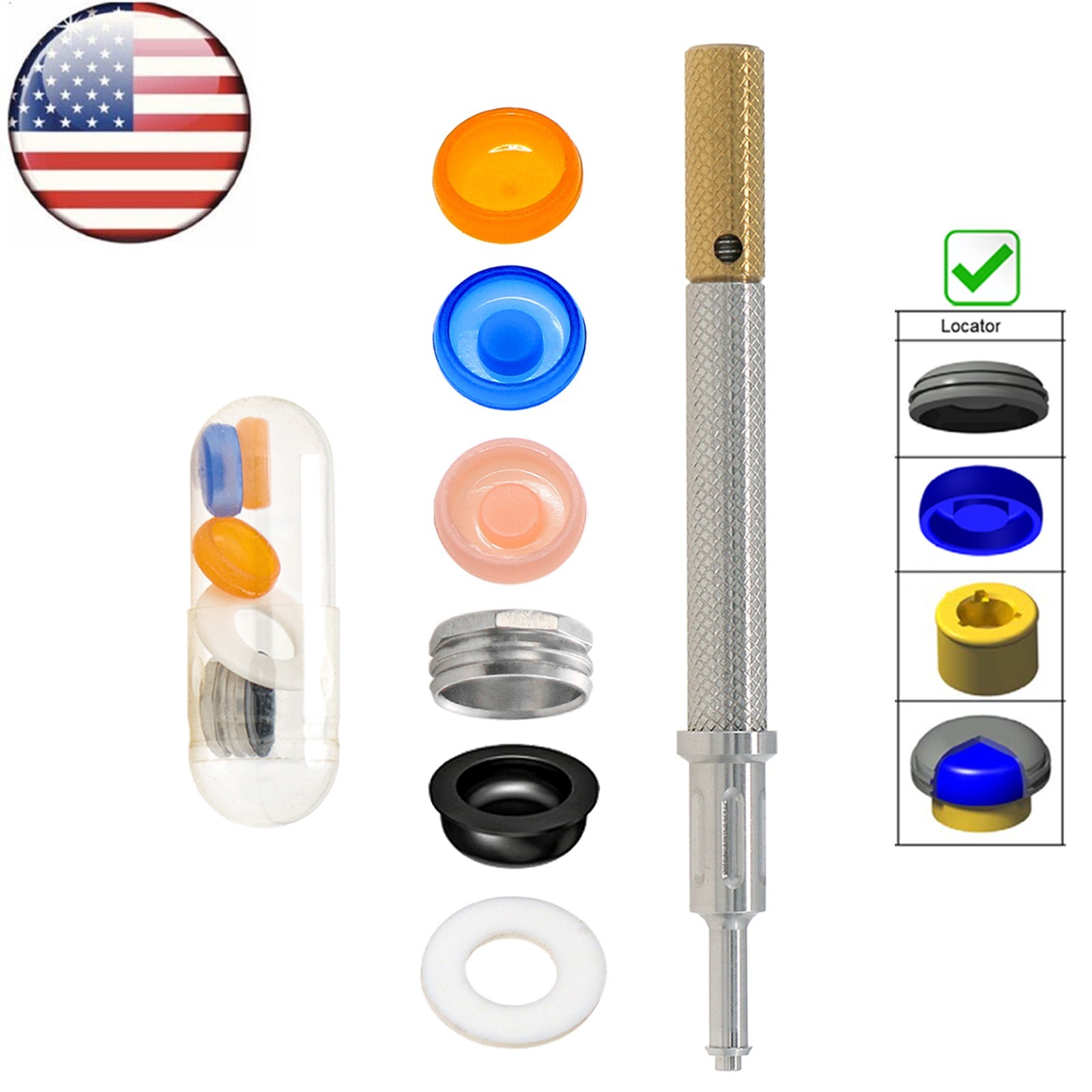 US Dental Overdenture Locator Core Tool Strong Retention Caps 1.2/2.4lbs Inserts