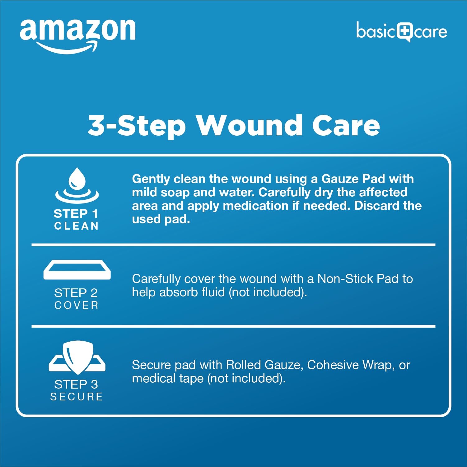 Amazon Basic Care Gauze Pads, 4×4″ Sterile 4×4 Inch (Pack of 1), White