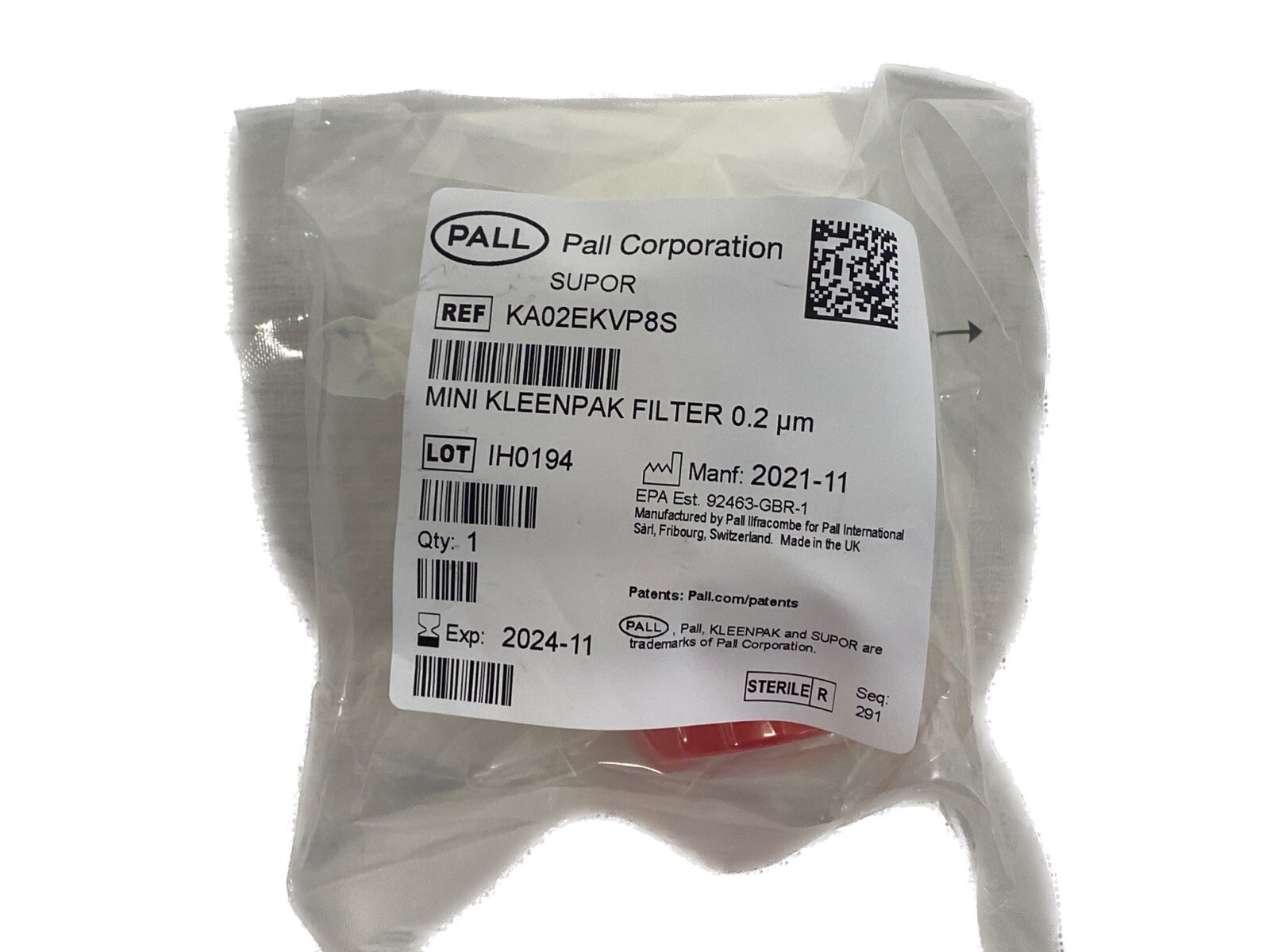 PALL Mini Kleenpak Capsules EKV Supor Membrane 0.2um PES KA02EKVP8S