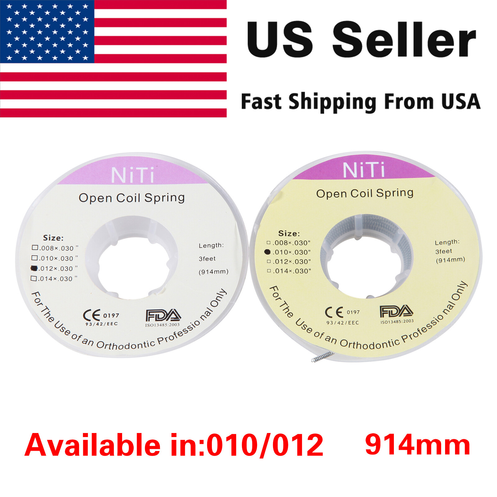 USA Dental Orthodontic Niti Open Coil Spring Spool .010/012 Inch 914mm MD