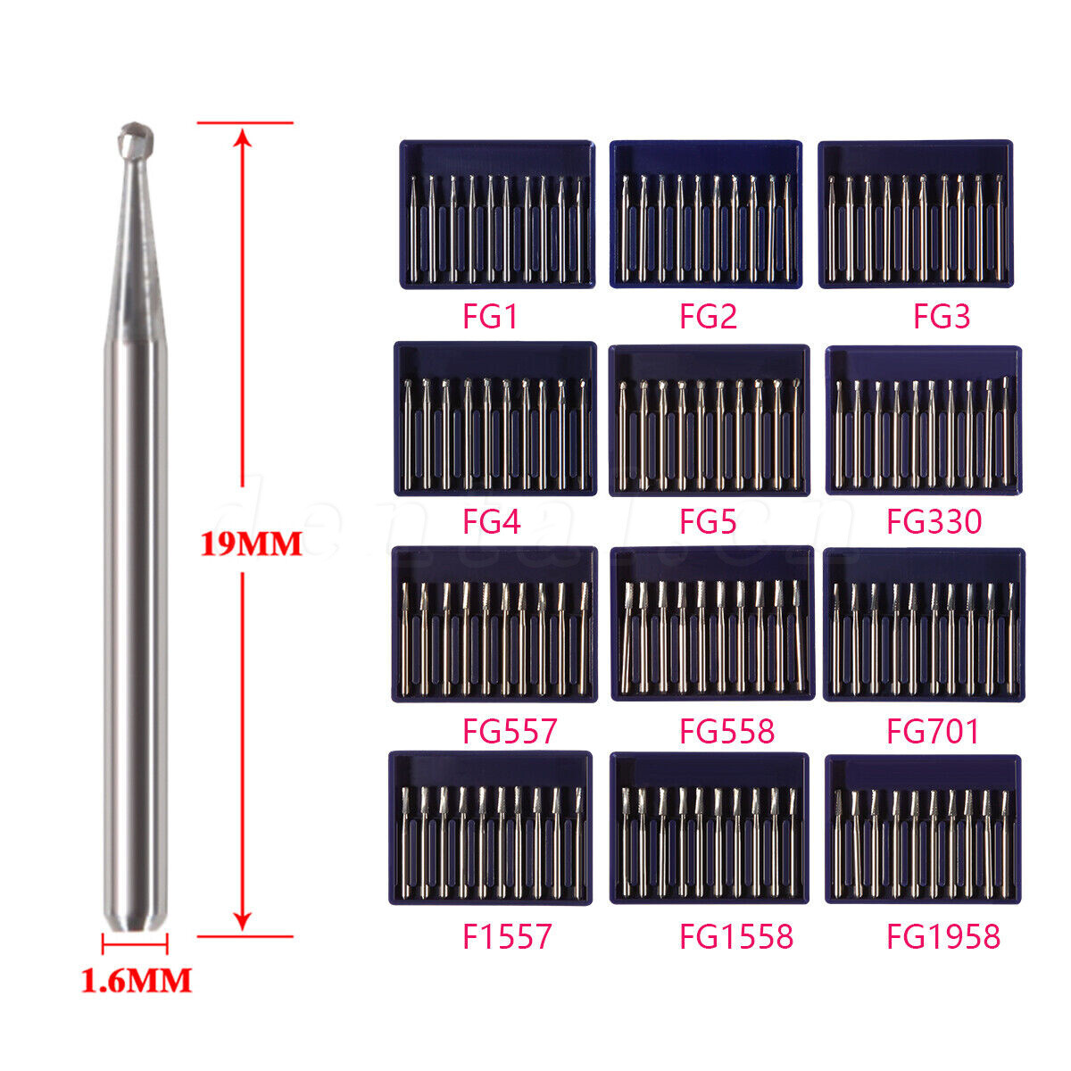 10-100 PCS Dental Lab Clinic Burs Shank Carbide Round Friction Grip FG Bur