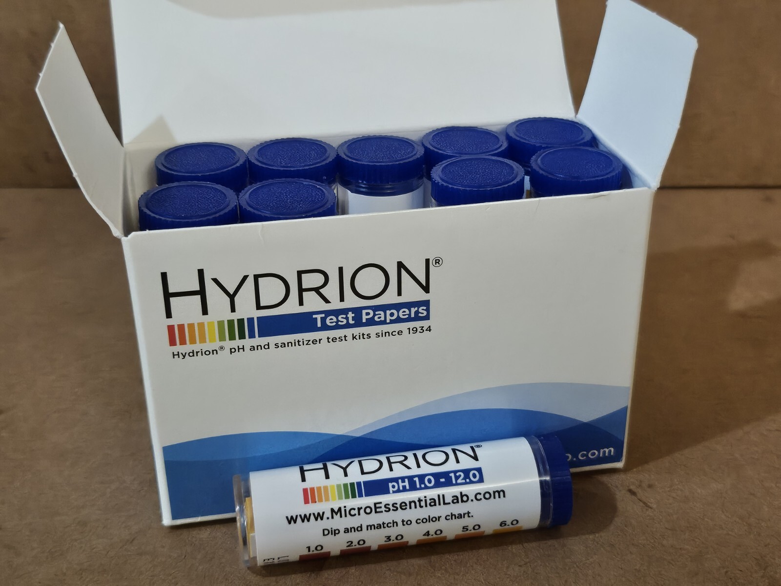 (Box of 10) HYDRION 165/1-12 10 vials paper strips Exp: AUG 2024