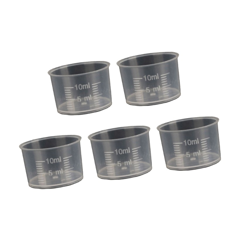 5Pcs Small Plastic Measuring Cups 10-100ml Transparent Liquid Kitchen Lab Tools