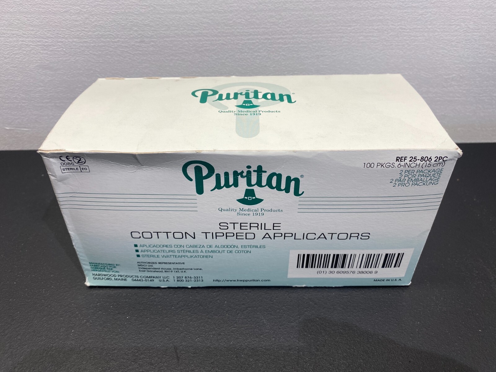 PURITAN 1 BX/200 EA Sterile Cotton-Tip Applicator with Wood Handle 6″ REF 25-806