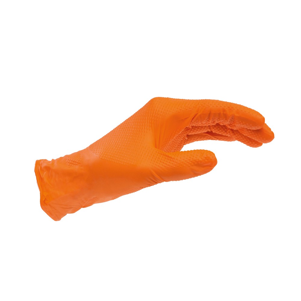 Wurth Nitrile Gloves – Heavy Weight – Orange – Textured (100/Box) – Medium
