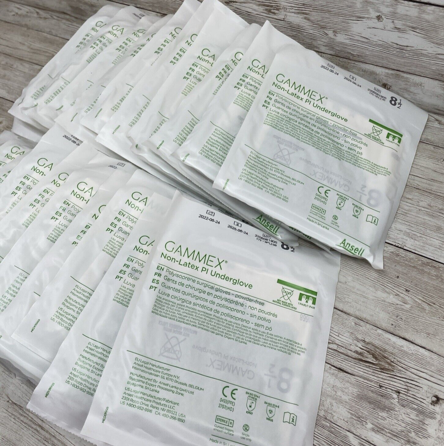*22 Pair* Gammex Non-Latex PI Underglove Sterile PI-Kare, Size: 8.5 Exp: 6/25