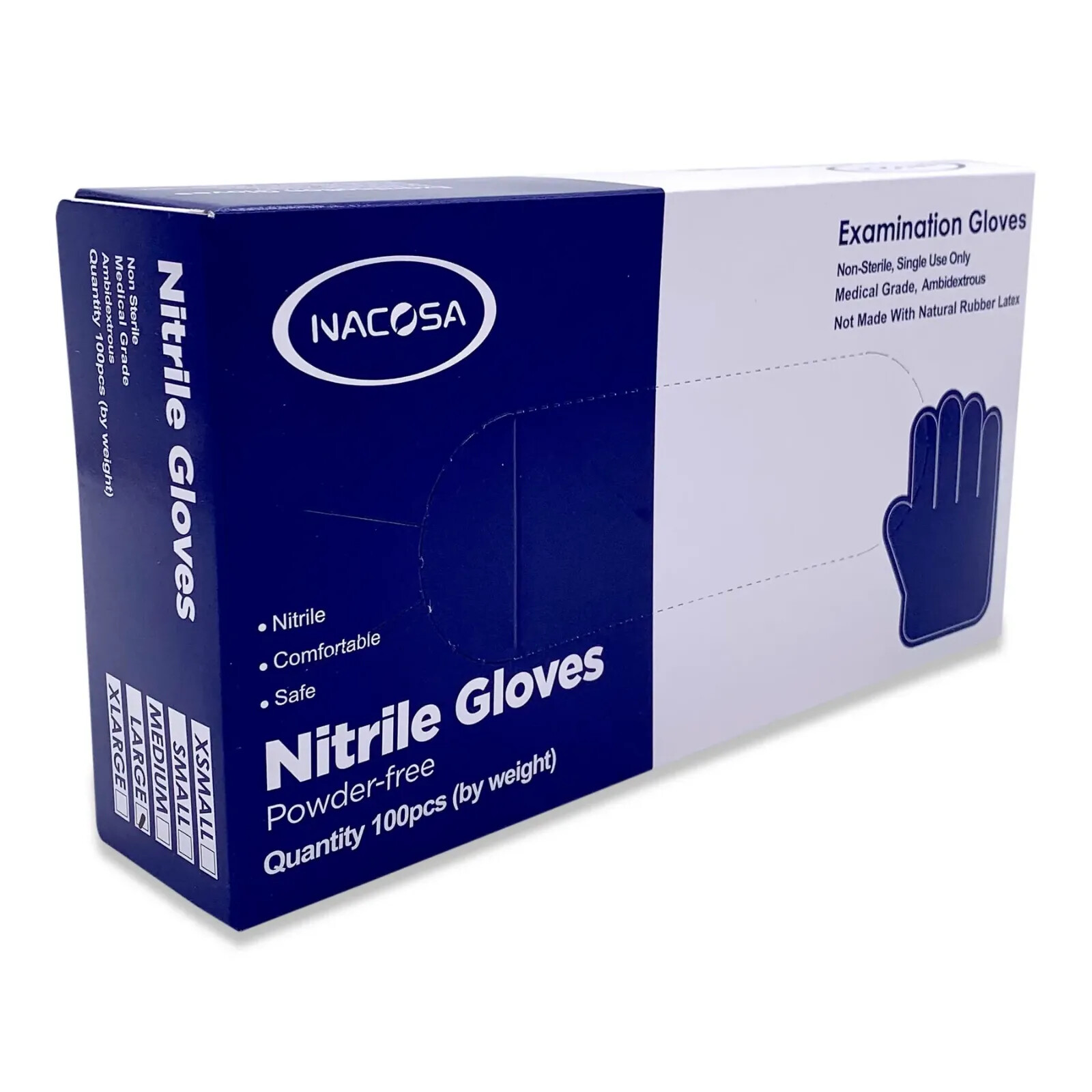HL Nacosa powder free Blue Nitrile Medical examination gloves (1000 gloves/cs)