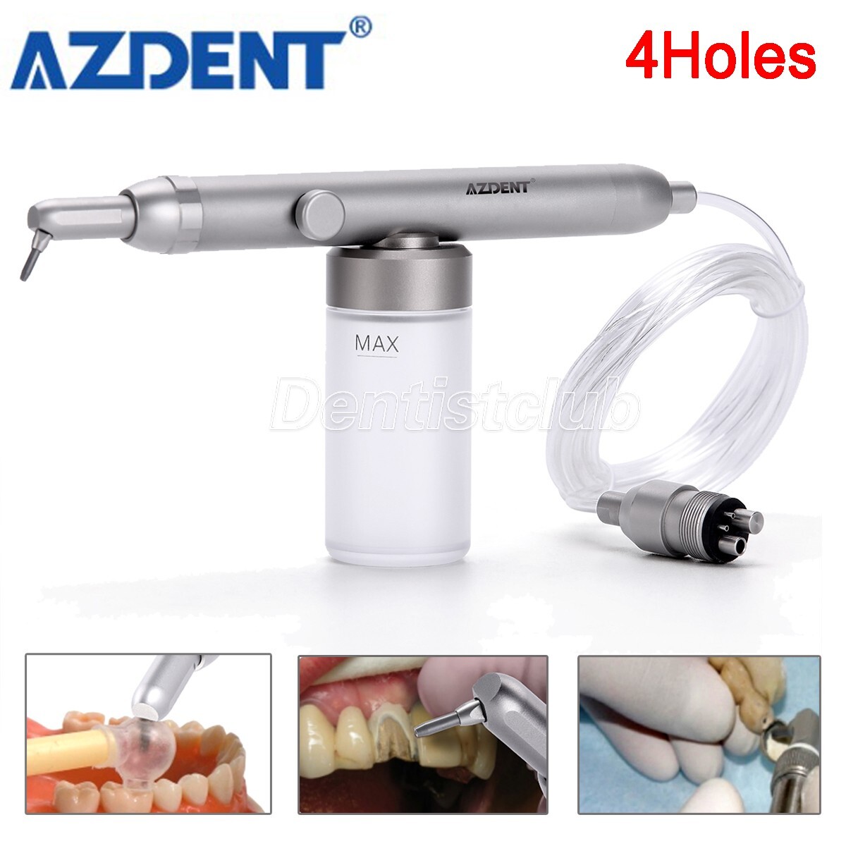 AZDENT Dental Aluminum Oxide Micro Blaster Air Polisher Sandblasting Gun 4Holes