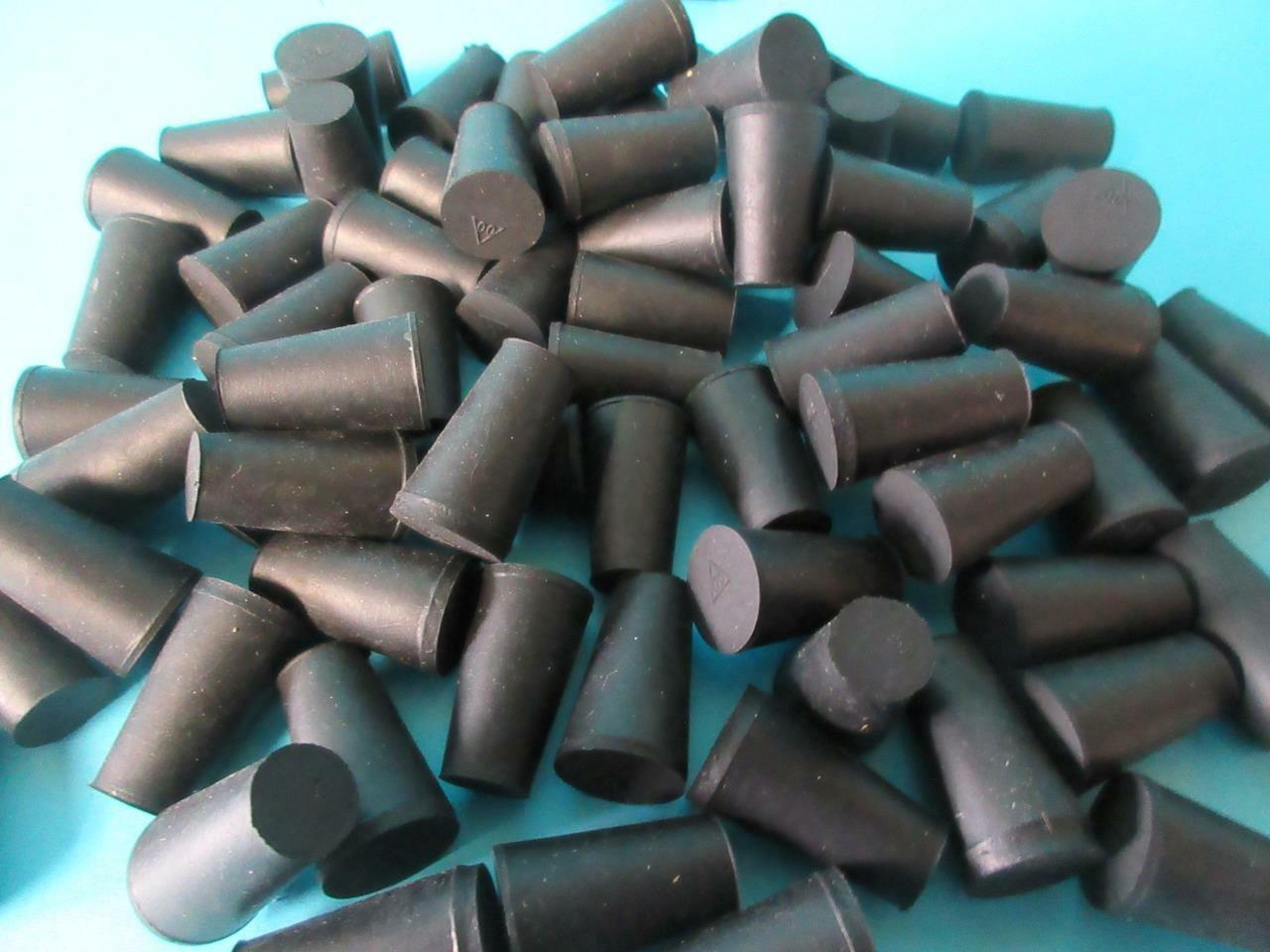 LOT OF 72 NEW FISHER BRAND LABORATORY LAB RUBBER STOPPER 00 .4-.6″ 1″ LONG BLACK
