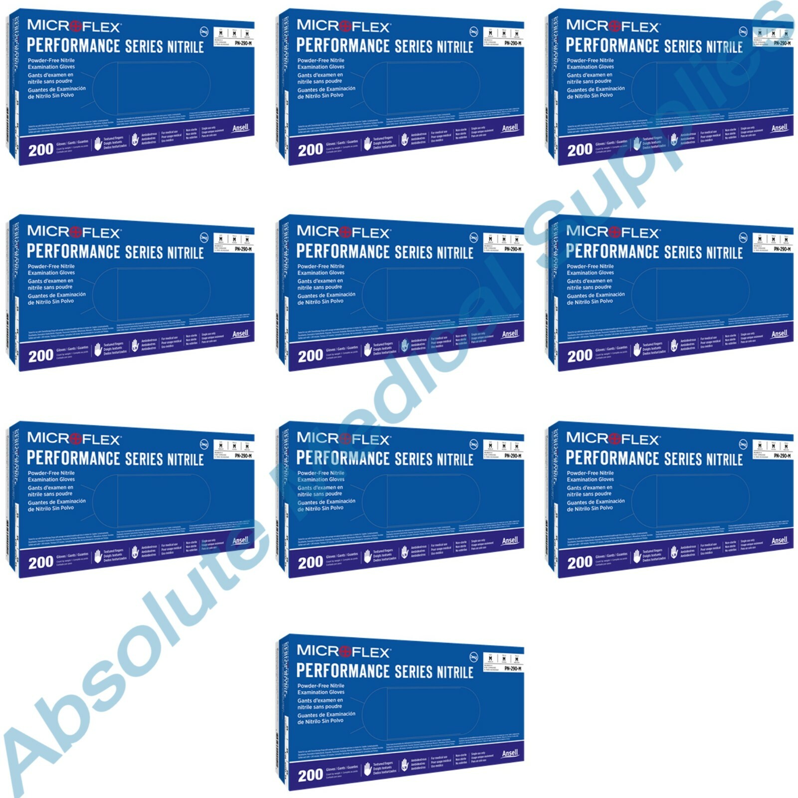 *2,000-Gloves* MicroFlex Performance Series PF Exam Nitrile Medium PN-290-M
