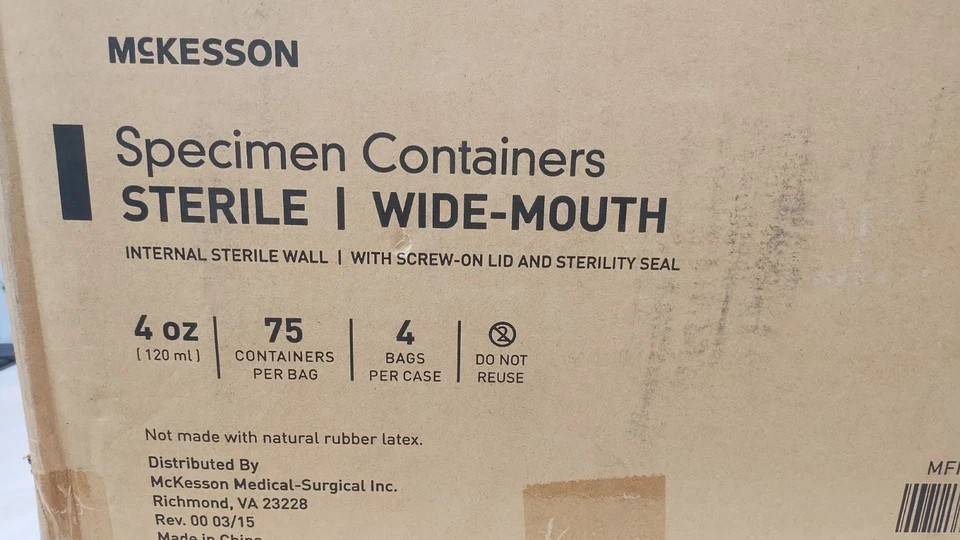 McKesson Specimen Container Screw Cap 120 mL (4 oz.) 300 Ct