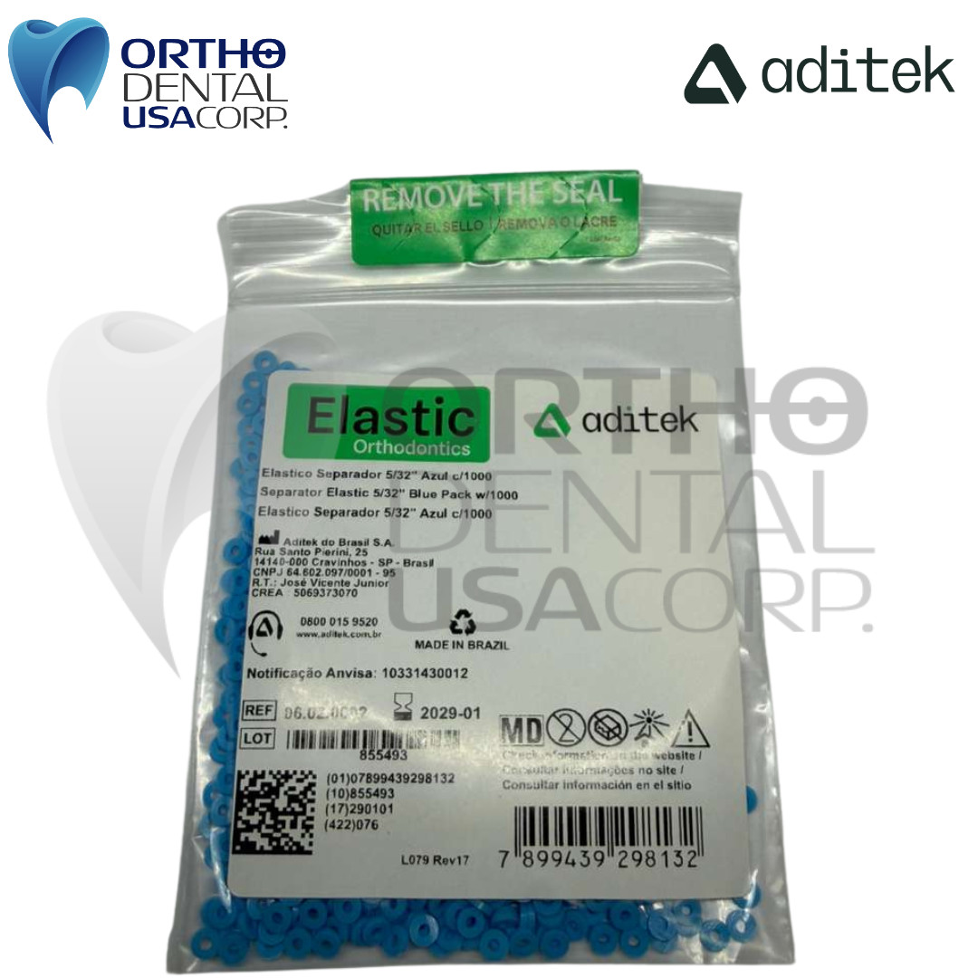 Orthodontic separator Elastic 5/32″ Blue Pack 1,000 pcs pack Aditek Orthodental