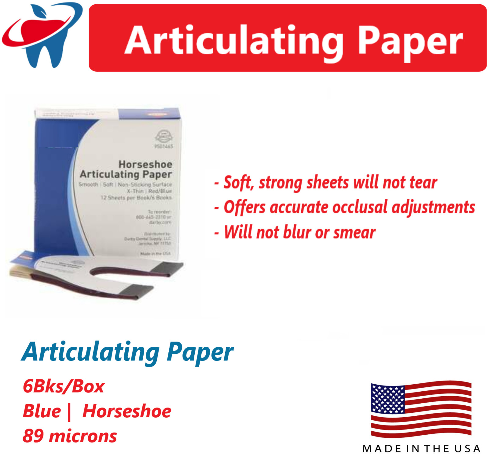 Dental Articulating Paper Thick / Thin / X-Thin / XX-T Sheets 144/Box Made in US
