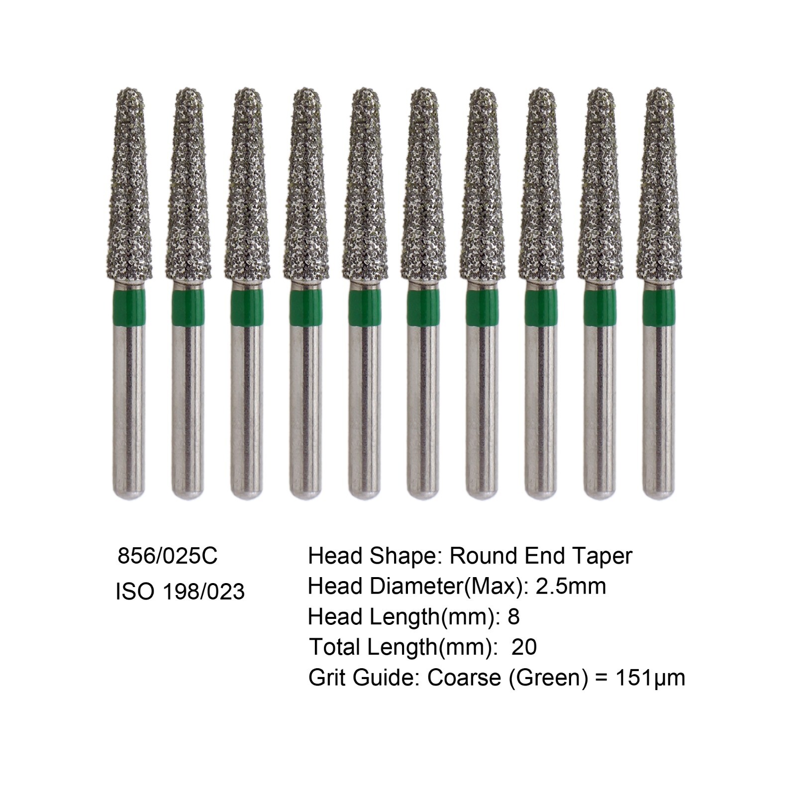 Dental Diamond Burs FG Round End Taper Pear Football Fine Coarse Grit 850 856
