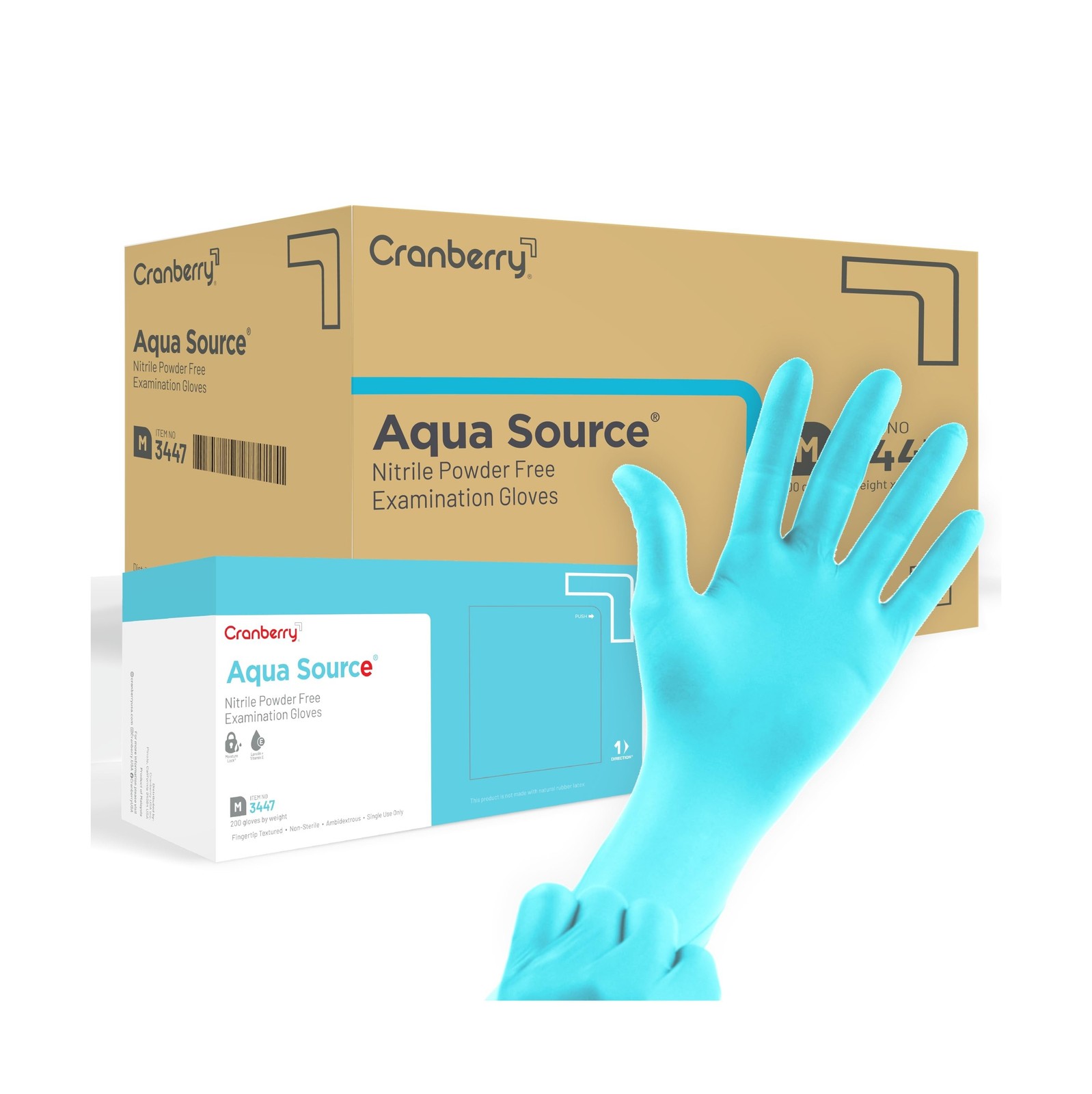 Cranberry USA Cranberry Aqua Source Nitrile Exam Gloves, Case of 2000, Medium…