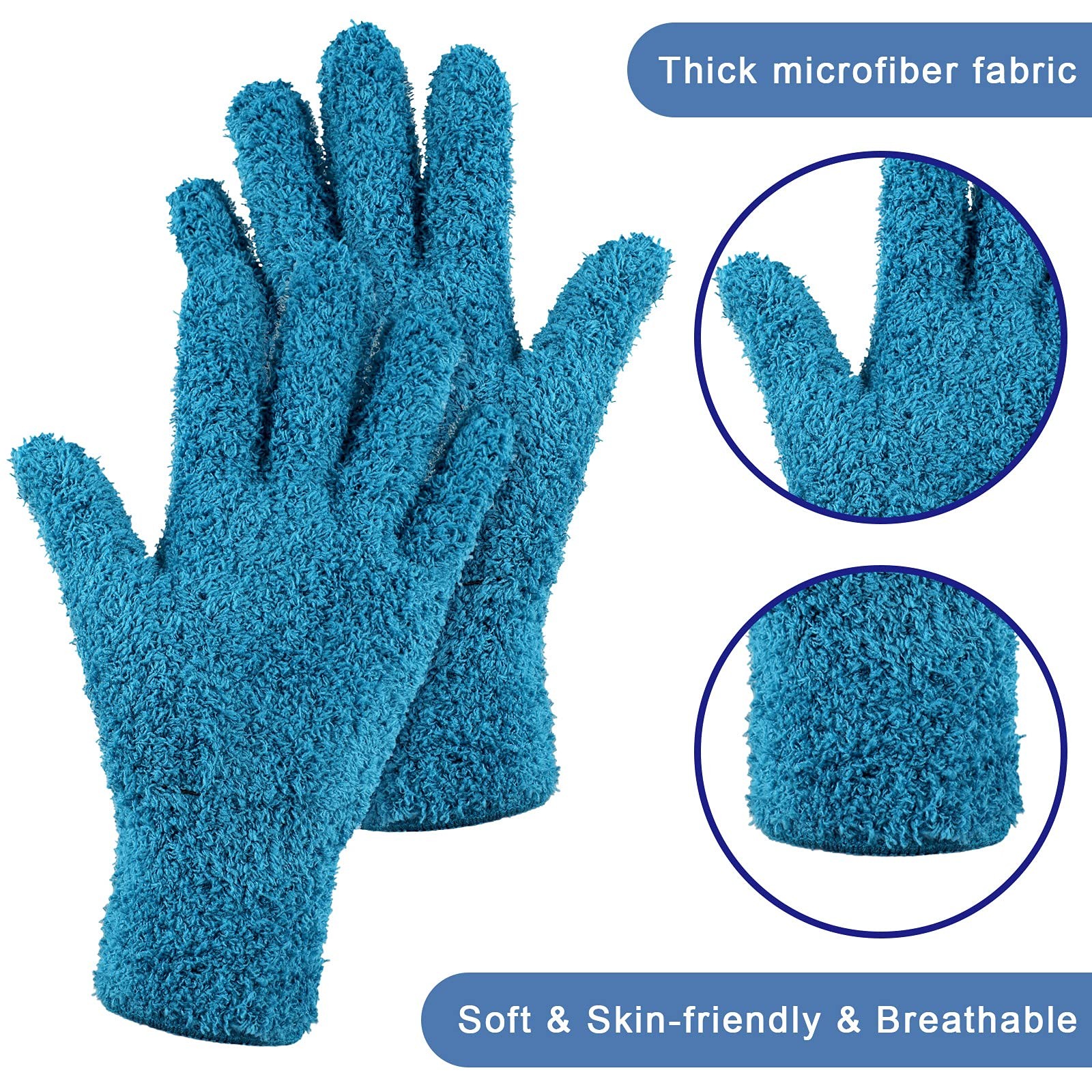 4 Pairs Microfiber Dusting Gloves Washable Reusable Cleaning Gloves Mittens f…