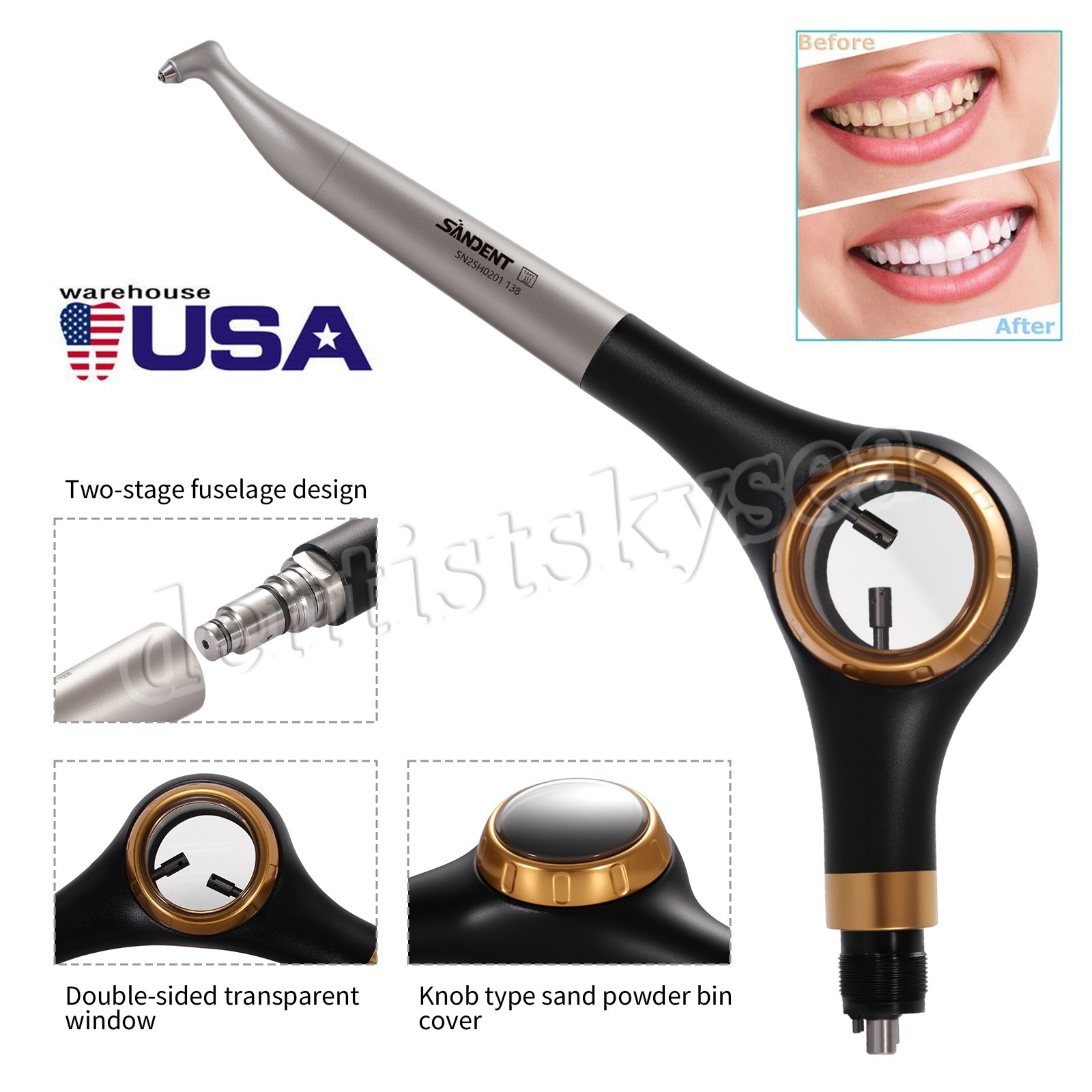 SANDENT Dental Air Polisher Supragingival Air Flow Handpiece DT-X4