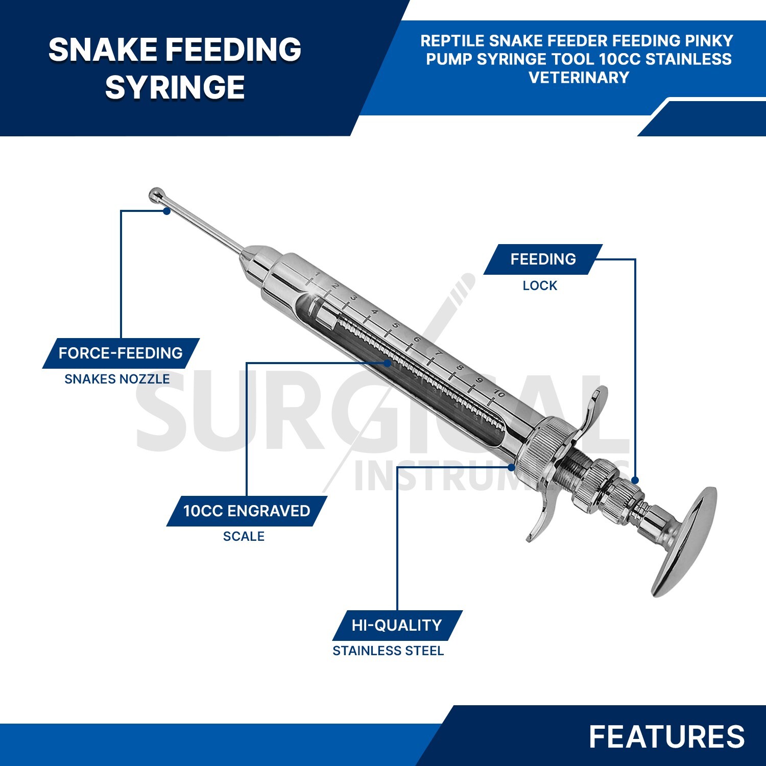 Reptile Snake Feeder Feeding Pinky Pump Syringe Tool 10cc Veterinary German Grad
