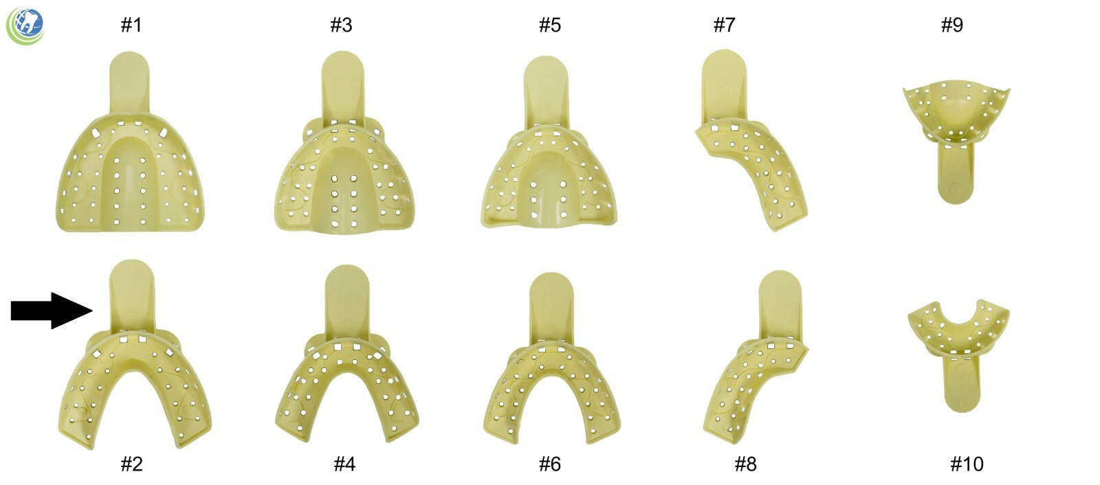 DISPOSABLE PLASTIC AUTOCLAVABLE IMPRESSION TRAYS LOWER LARGE LL #2 12/Bag
