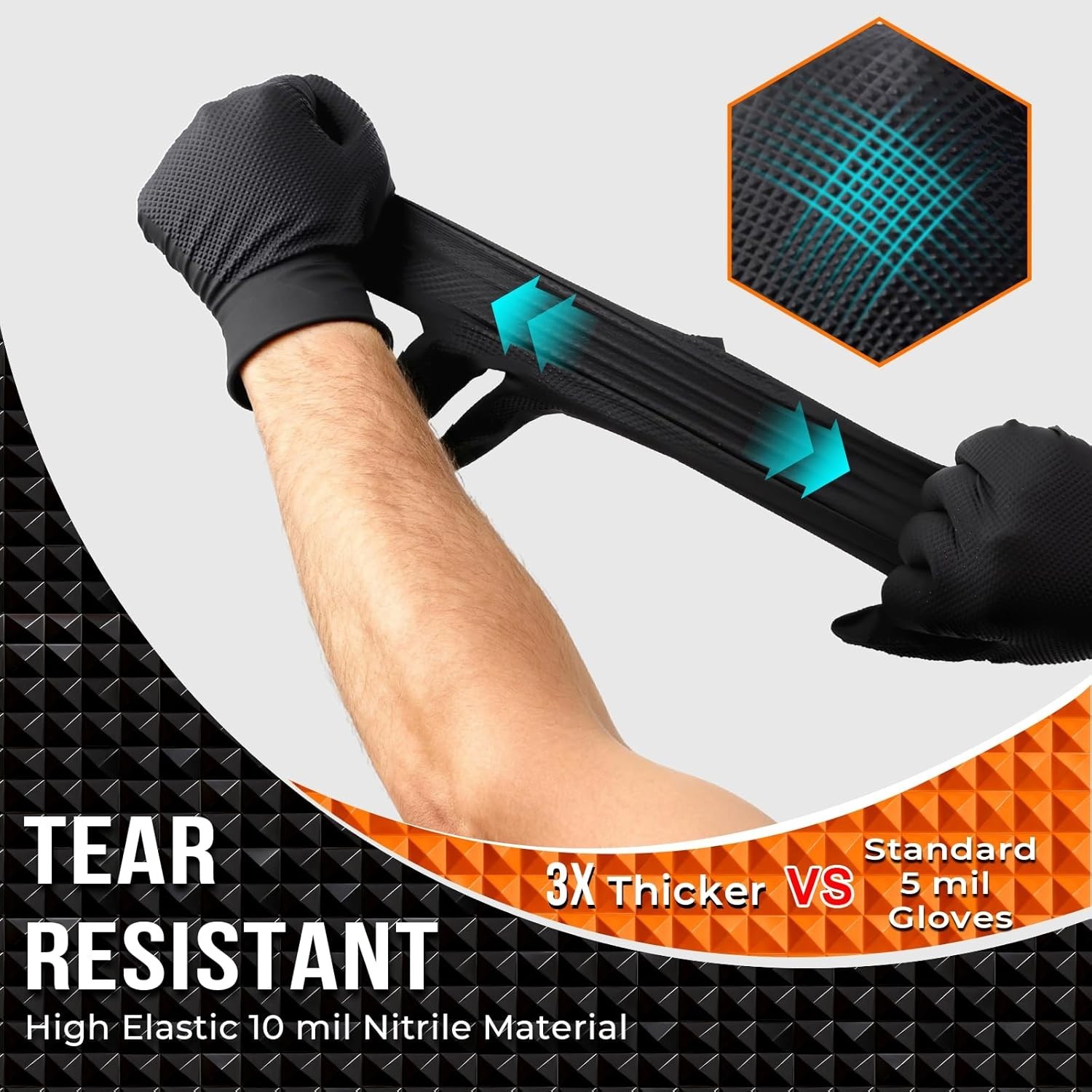 10 Mil Black Nitrile Gloves, Heavy Duty Disposable – 100 Pcs