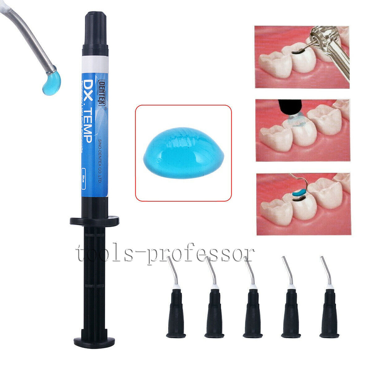 DENTEX Dental Temporary Flowable Light Cure Composite Resin Blue/Transparent