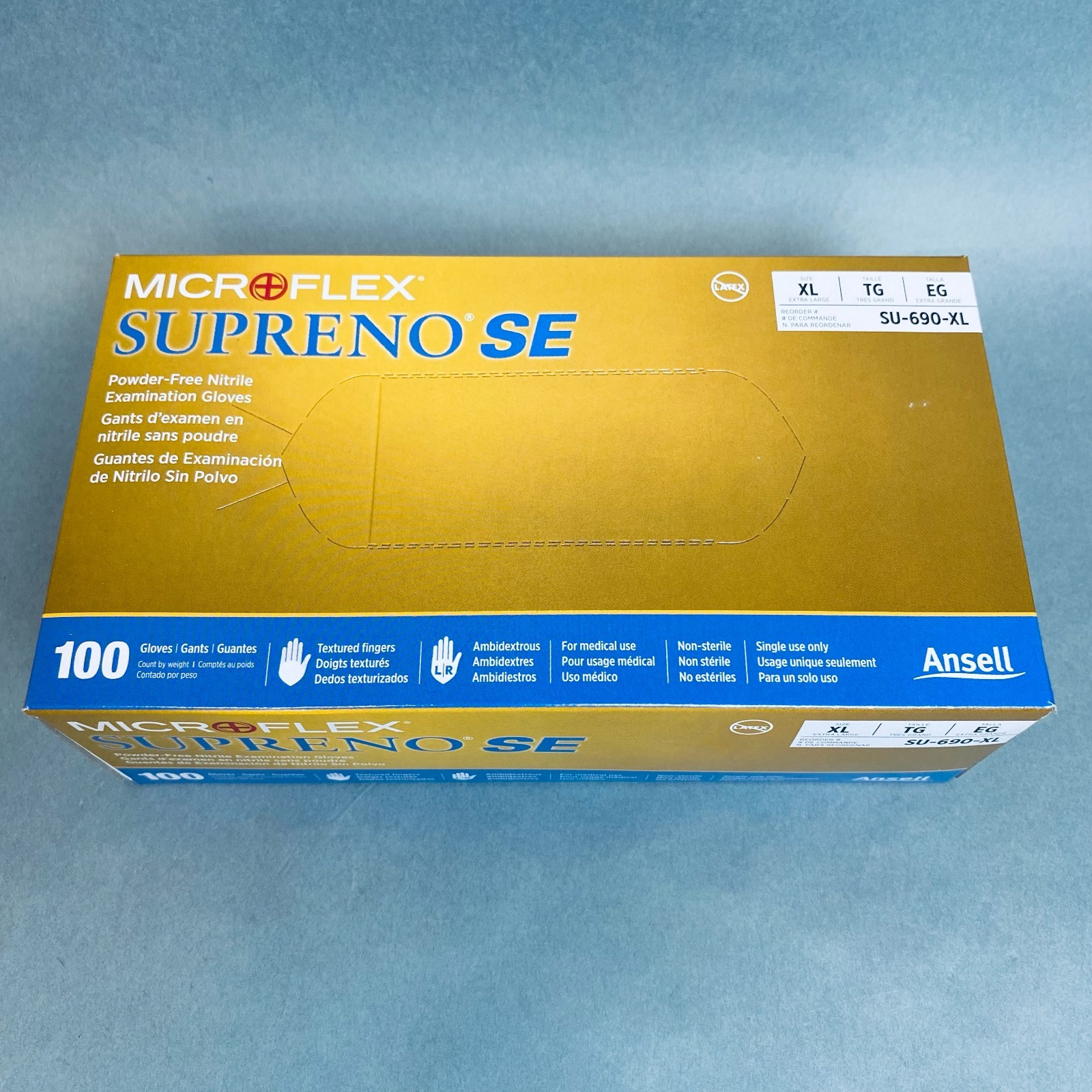Ansell Microflex Nitrile Gloves XL Supreno EC Powder Free 10 Boxes of 50 Each