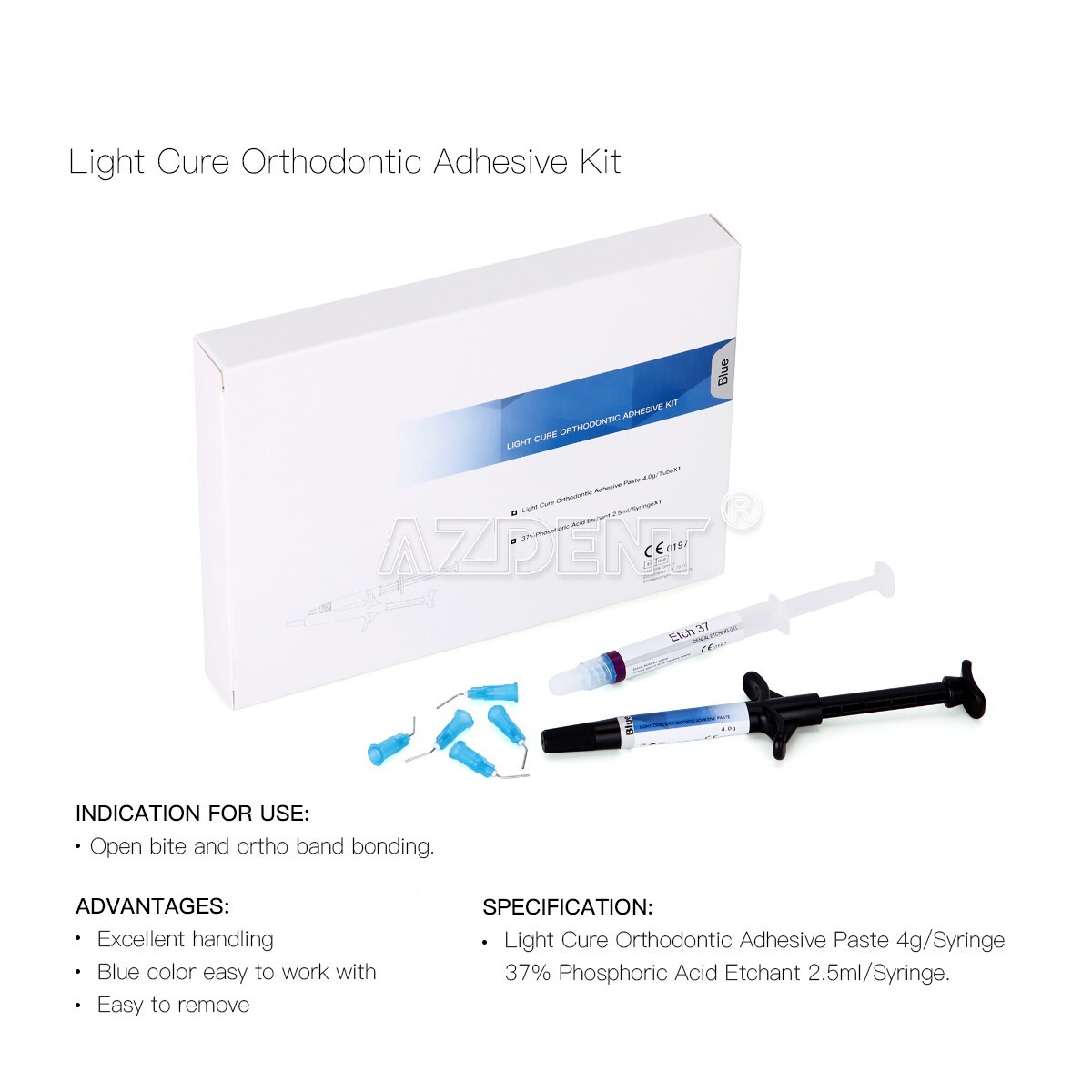 Dental Orthodontic Adhesive Light Cure Band Bonding Cement Blue Glue Intro Kit