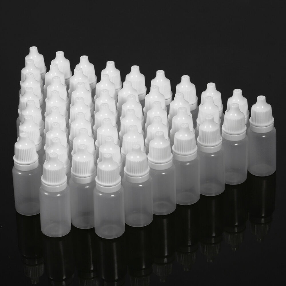 50pcs Small Plastic Bottle Pipette Dropper 10mL Container Liquid Screw Cap Clear