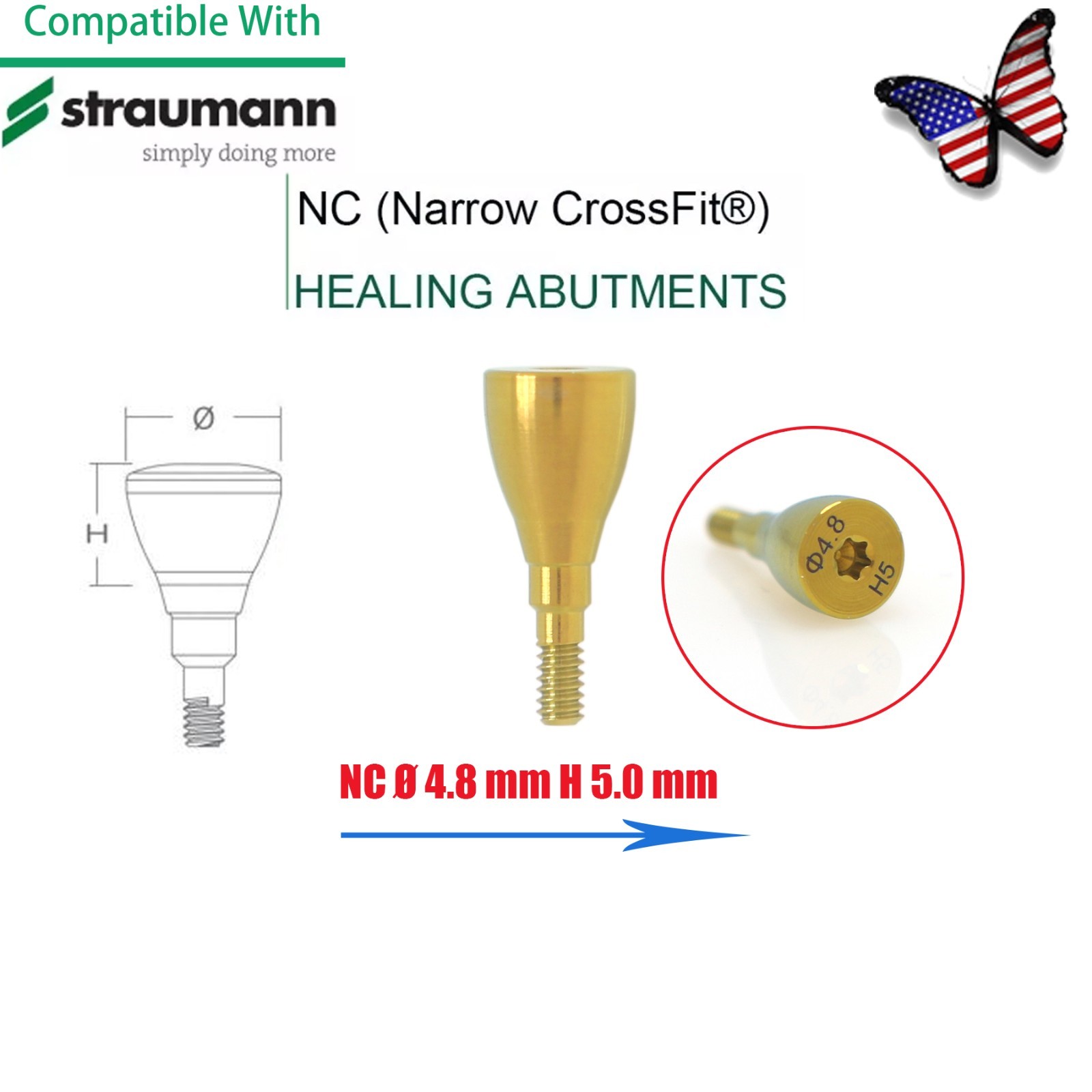 US Straumann ITI Bone Level Healing Abutment & Closure Screw Cap CrossFit BL/BLT