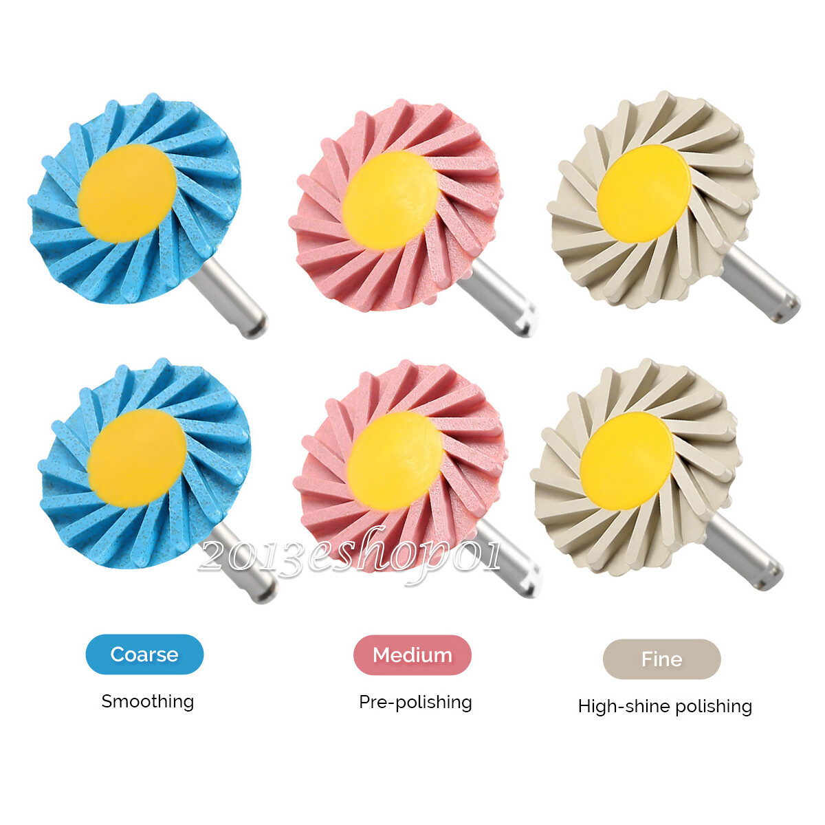 6pcs Dental Diamond Impregnated Polishing Wheel RA 2.35mm Polisher AZDENT