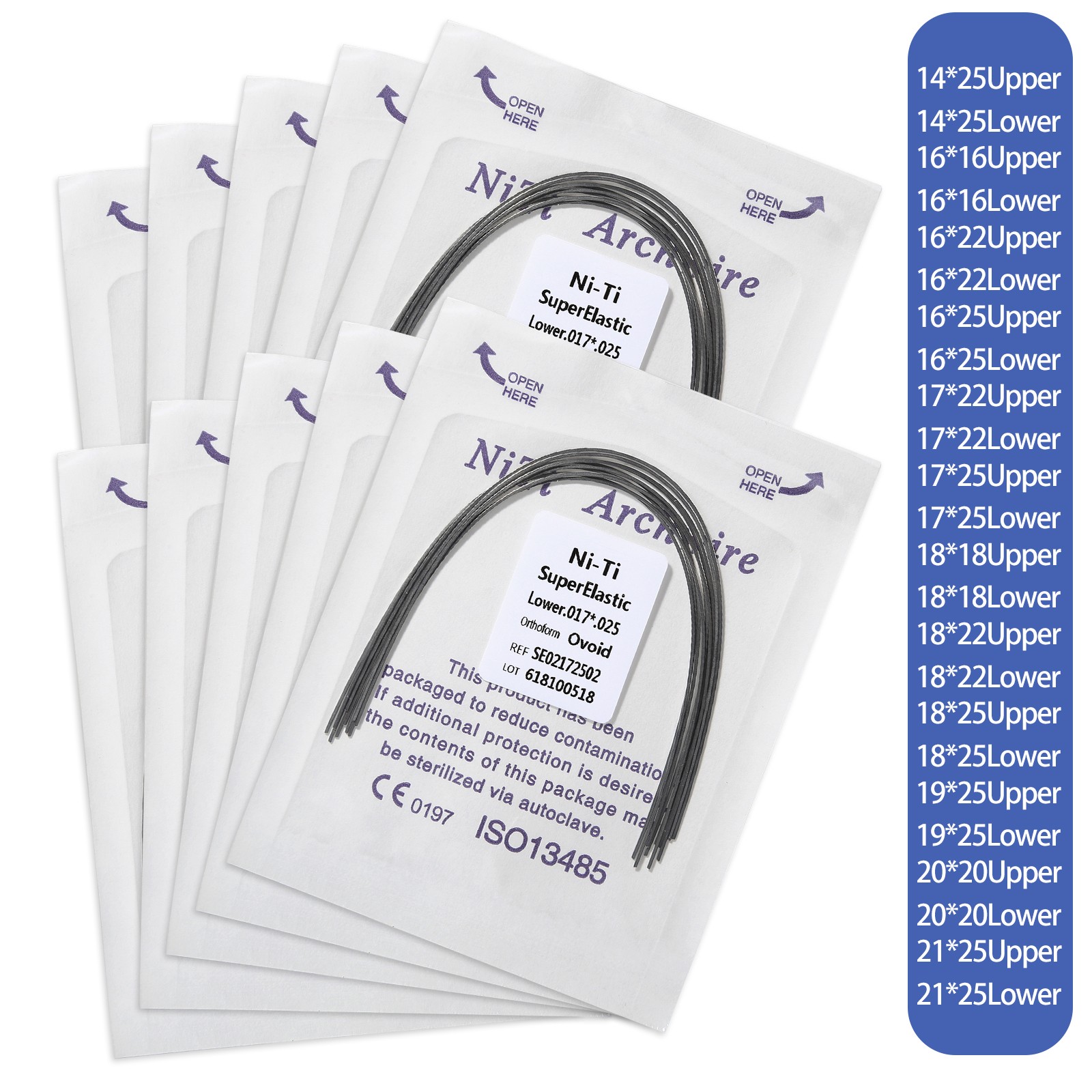 10 Packs/100pcs Dent Orthodontic Super Elastic Niti Rectangular Arch Wires O