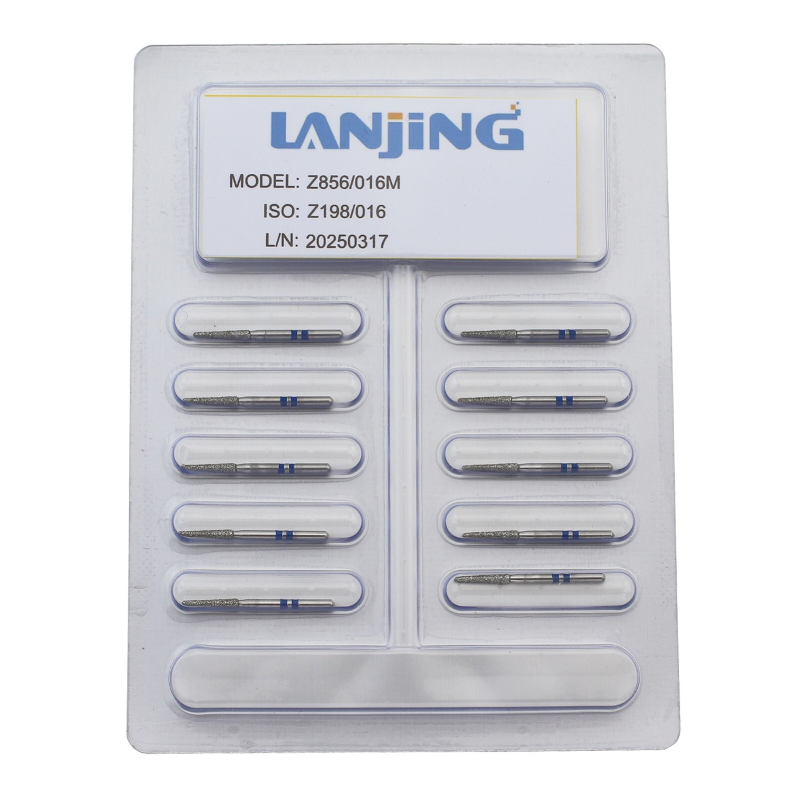 Dental Zirconia Diamond Burs Z856/016M Medium Round End Taper FG Bur High Speed