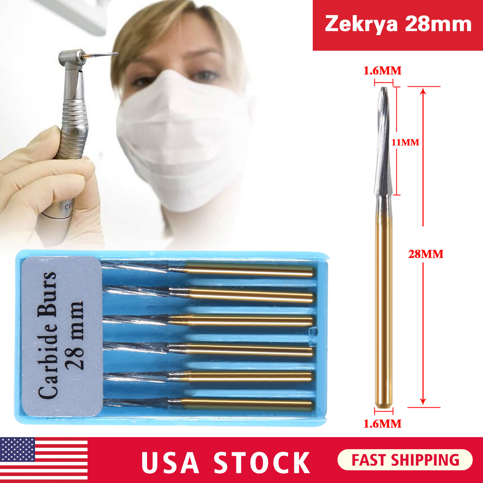Dental Surgical Zekrya Carbide Tungsten Bone Cutter Finishing Burs FG 25mm/ 28mm