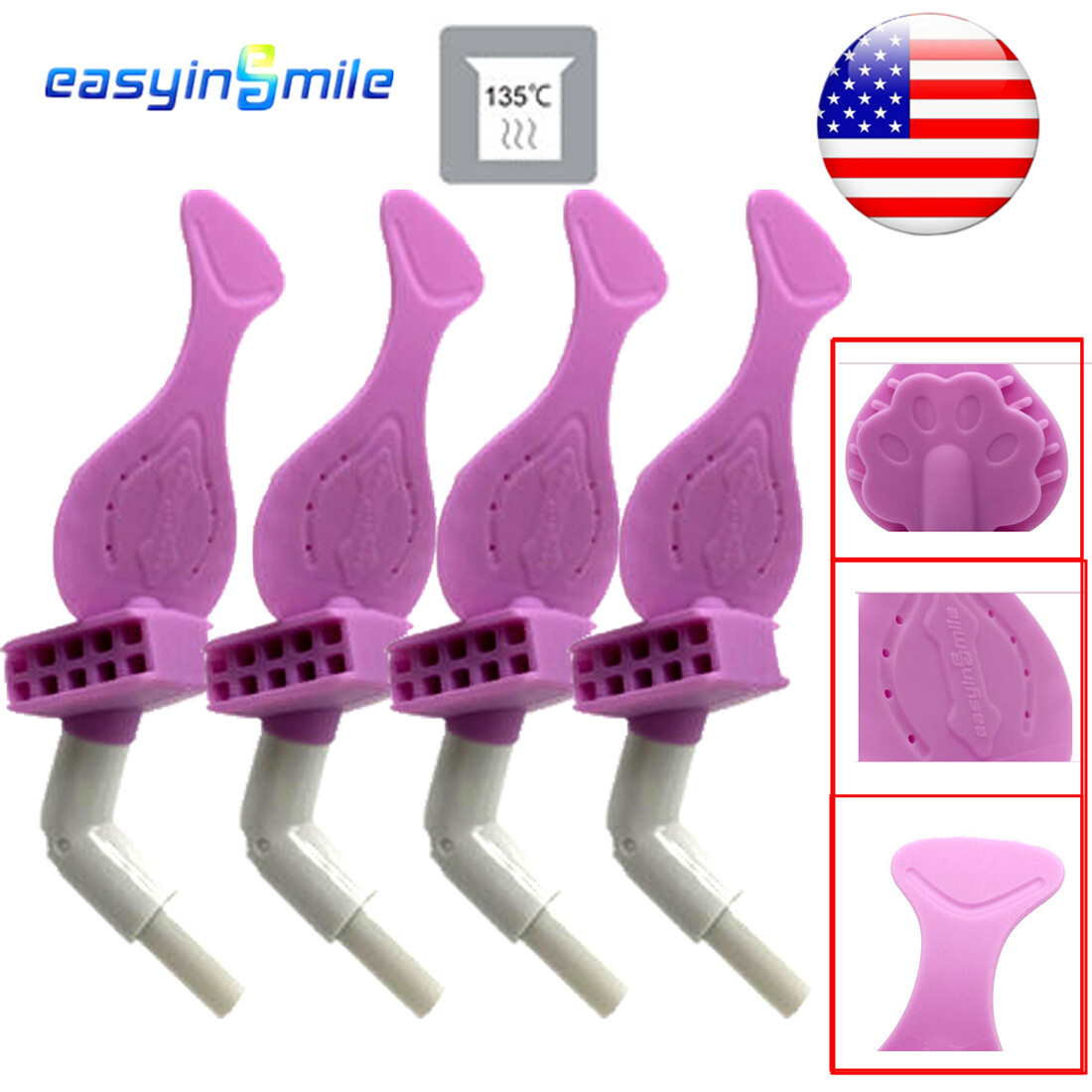 4Pcs Dental Saliva Suction Tube Sterilize Bite Block Isolation Mouth Dryshield