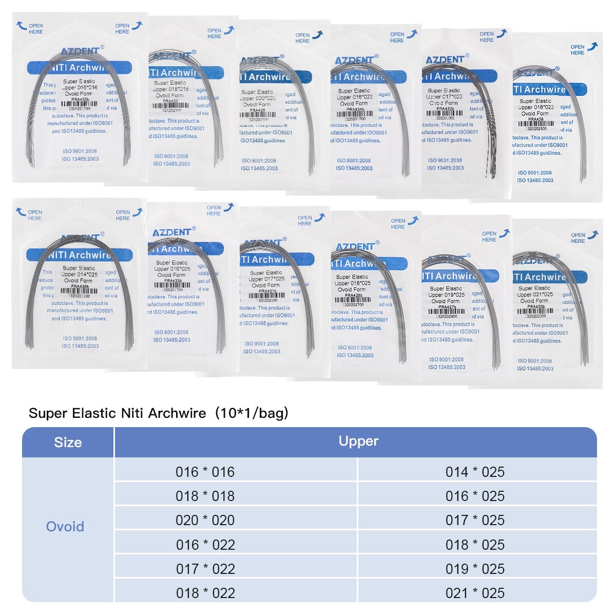 Dental Orthodontic Super Elastic Niti Arch Wires Rectangular Ovoid Form All Size