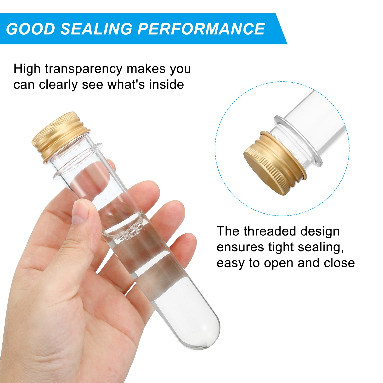 30ml Plastic Test Tubes with Screw Caps, 12Pcs 109x24mm Tubes, Gold Tone