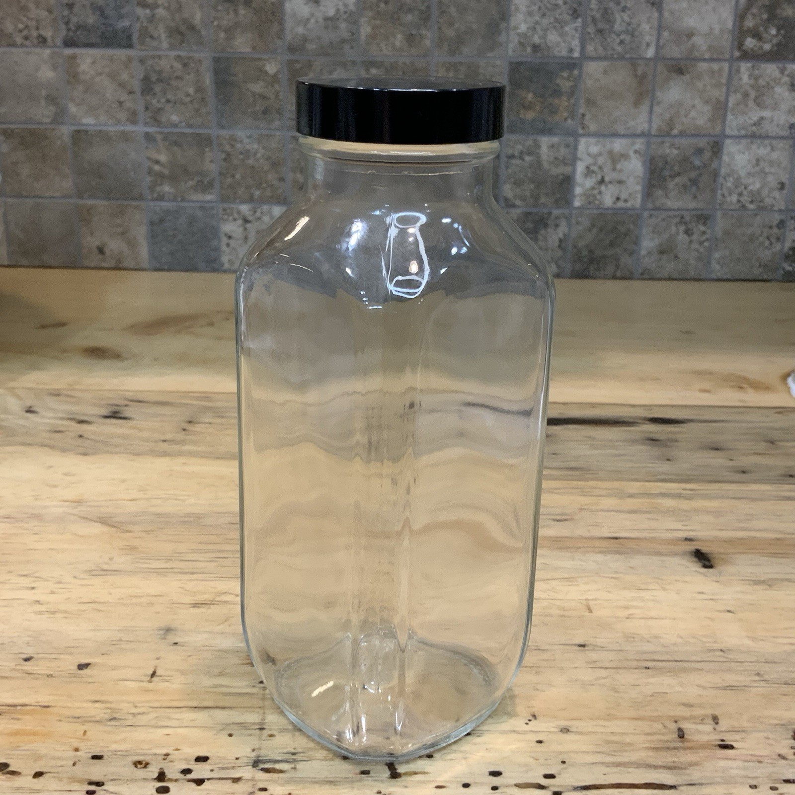Kimble 5611648V-26 16 oz Square Clear Glass Lab Bottle Phenolic PTFE Cap USA