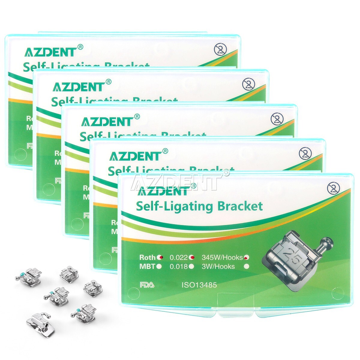 Dental Orthodontic Brackets Braces Self-Ligating Mini Roth.022 Hooks 345 USA
