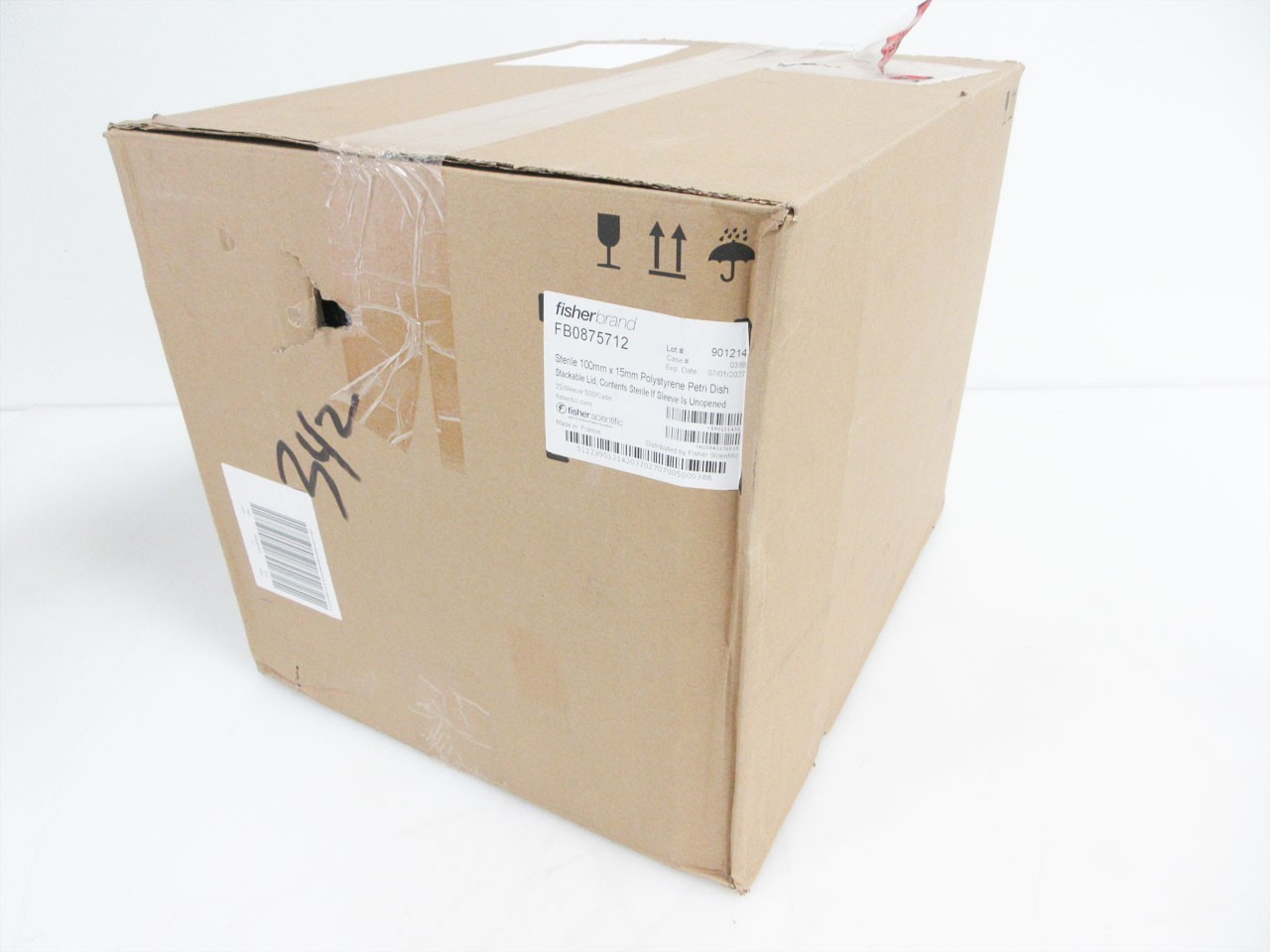 BOX 500 FISHERBRAND FB0875712 100 mm X 15 mm POLYSTYRENE PETRI DISH STERILE