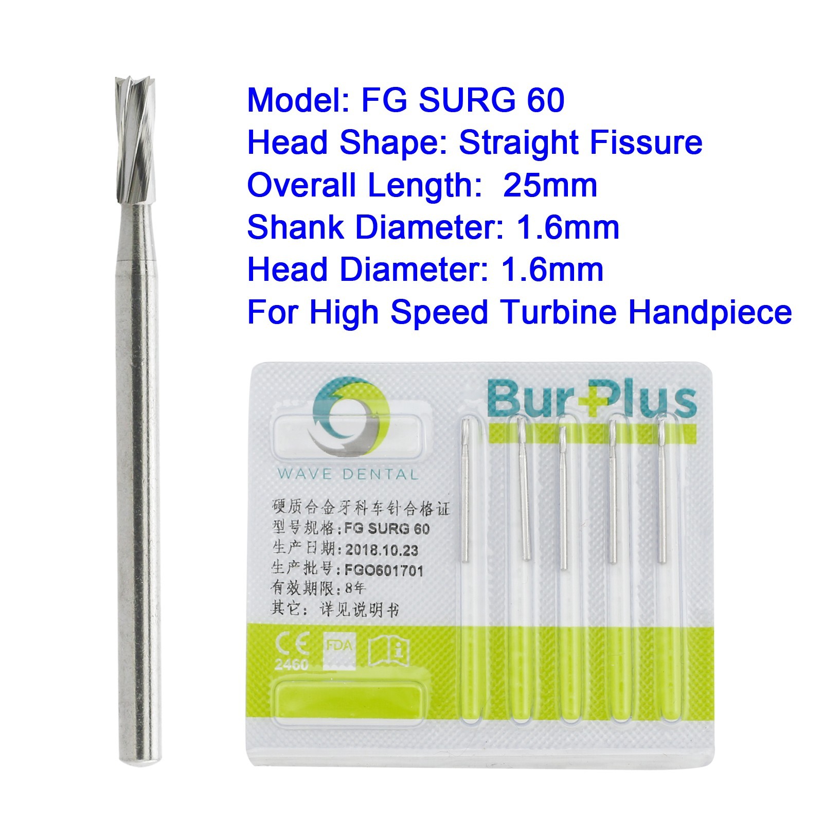 Wave Dental Long Surgical Burs Carbide Straight Fissure Bur FG SURG 557 557L 558